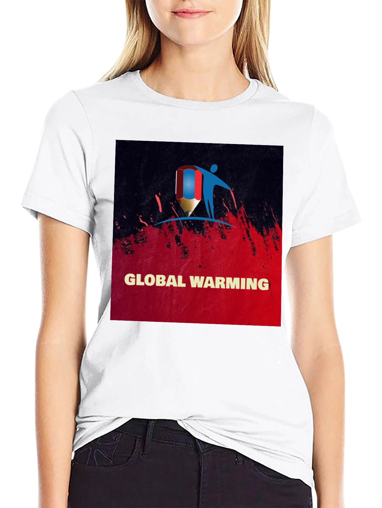 Black Global Warming Awareness Tee - Stylish Black T-Shirt view 9