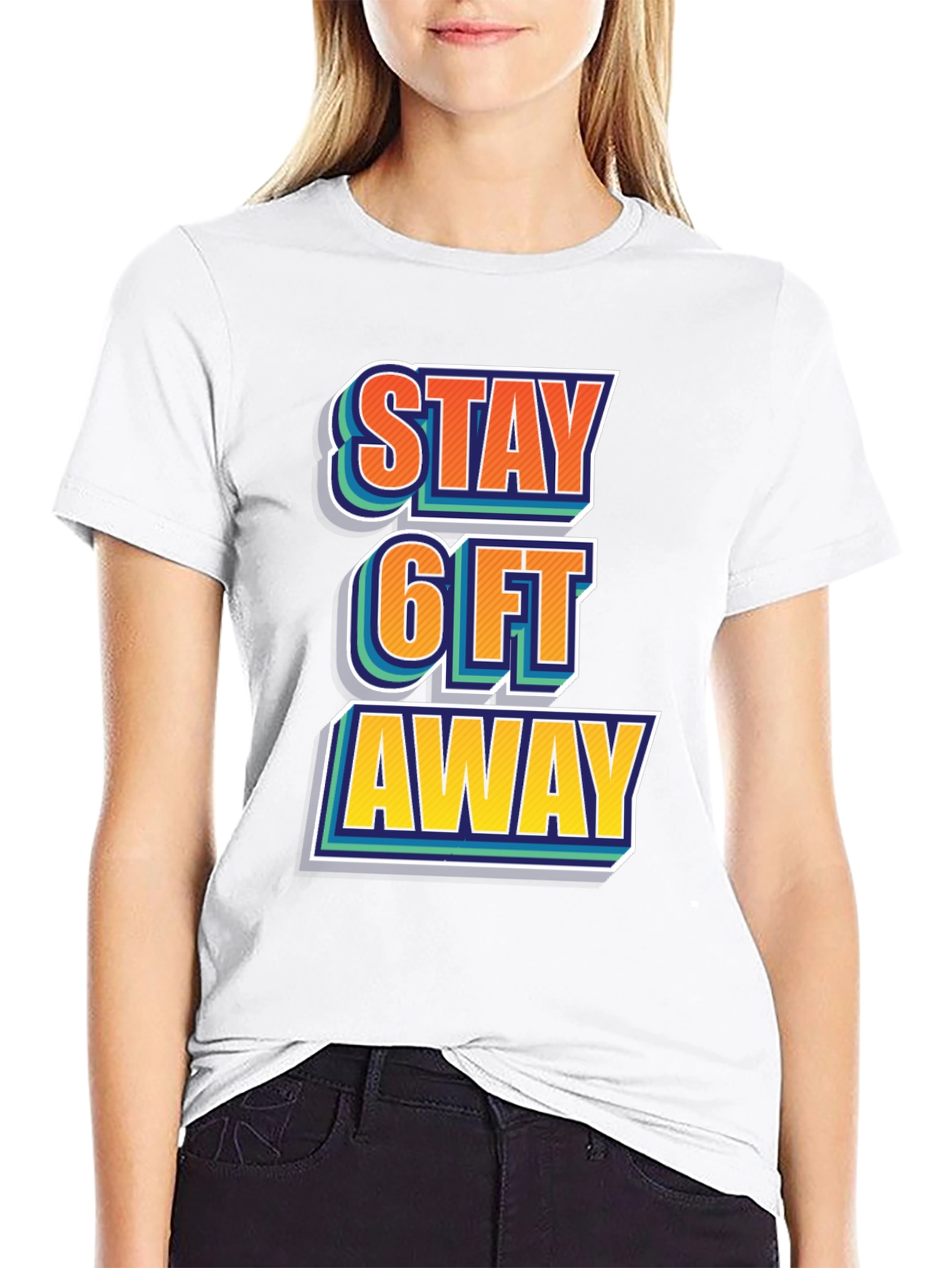 Black Stay 6ft Away Graphic Tee -  Comfortable Casual Shirt view 9