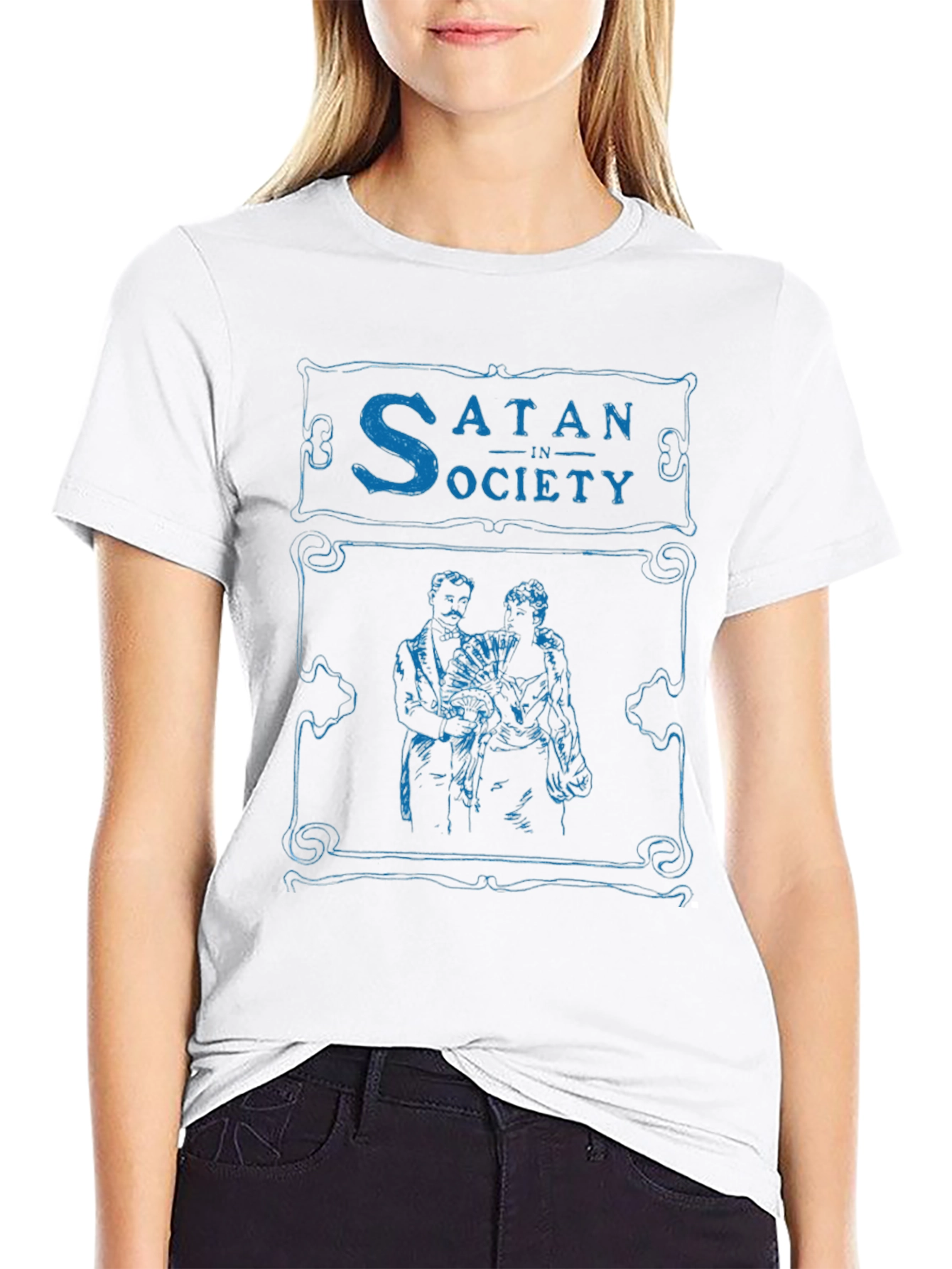 Black Satan In Society T-Shirt - Vintage Design view 9