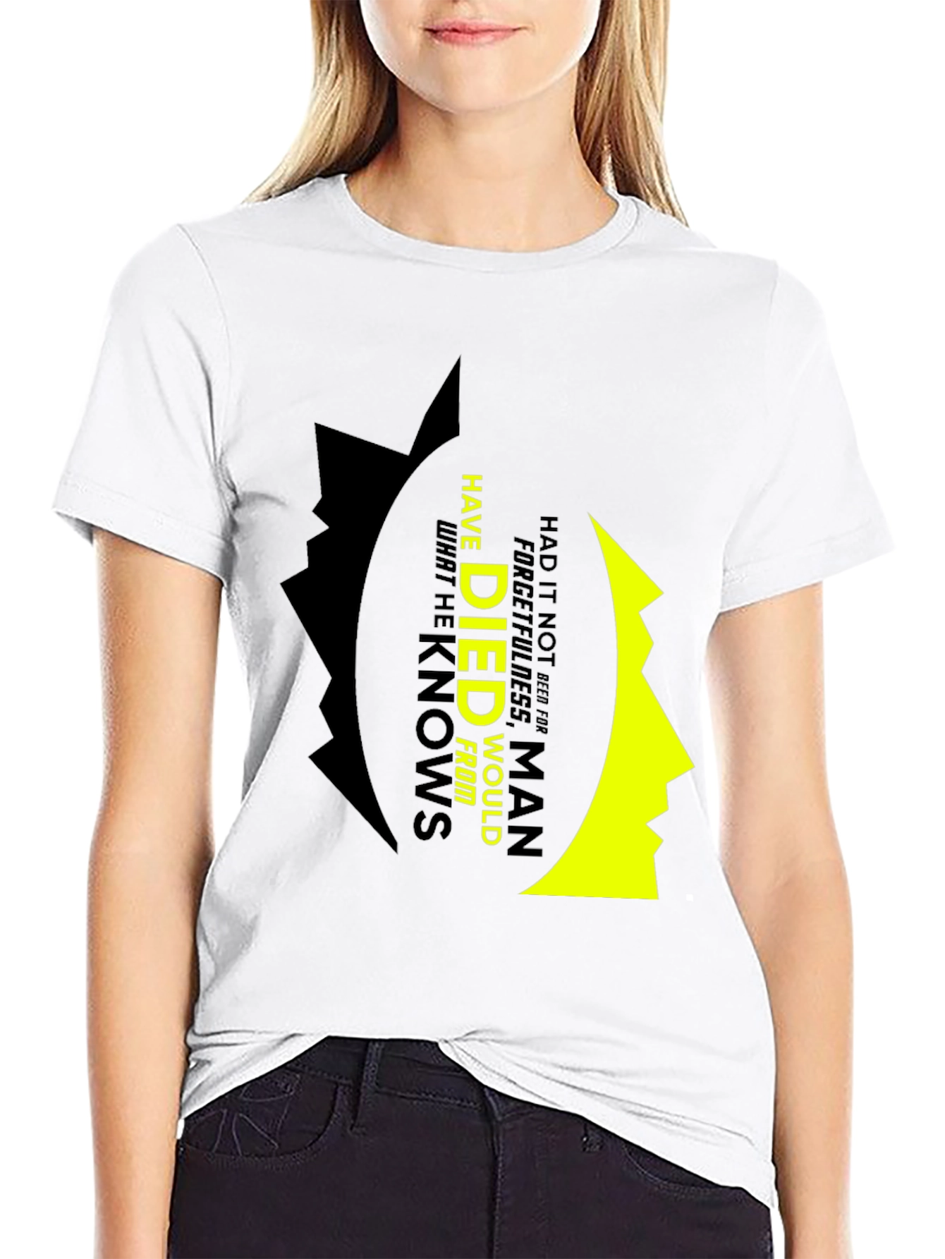 Black Philosophical T-Shirt: Forgetfulness Quote view 9