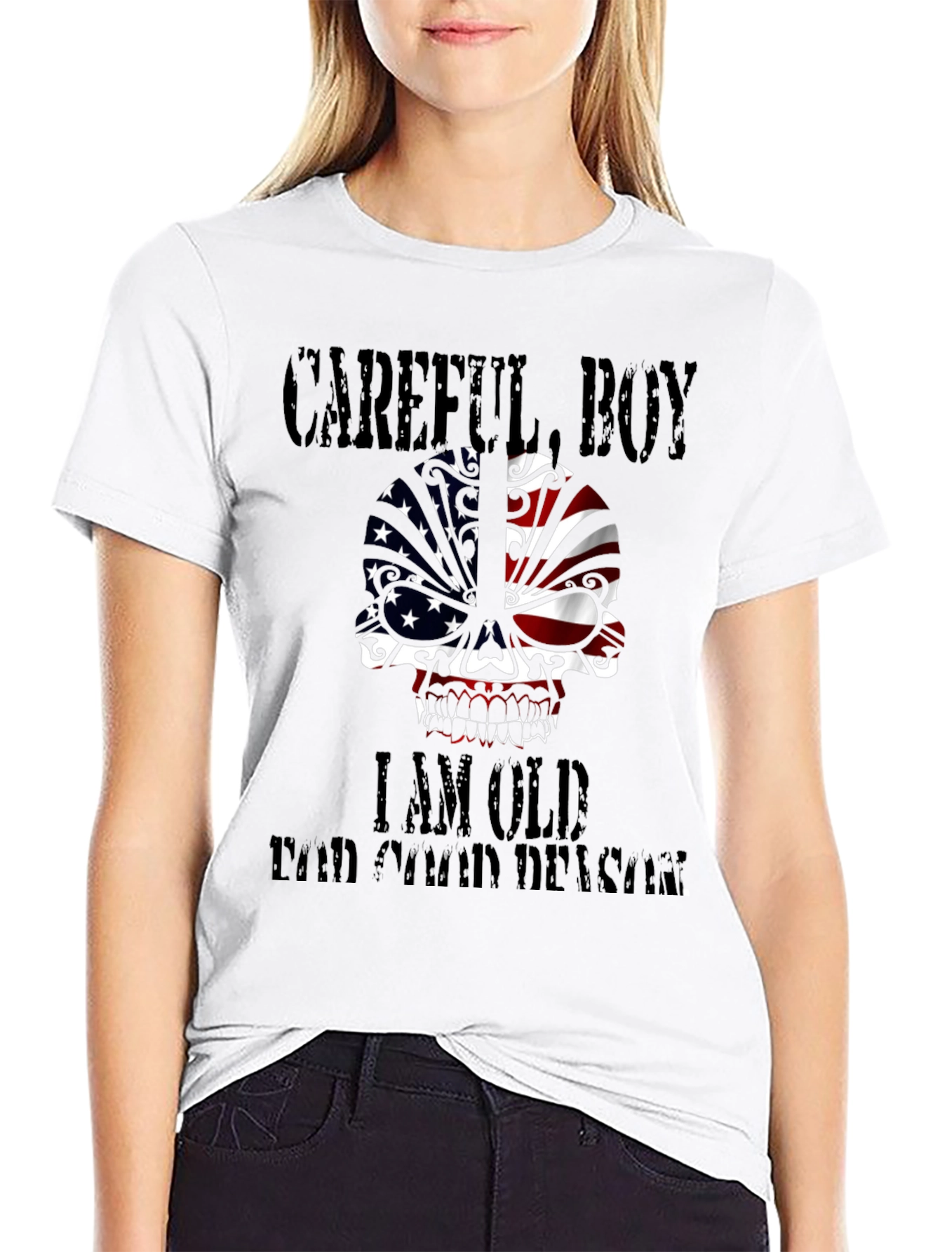 Black Careful Boy I am Old T-Shirt view 9