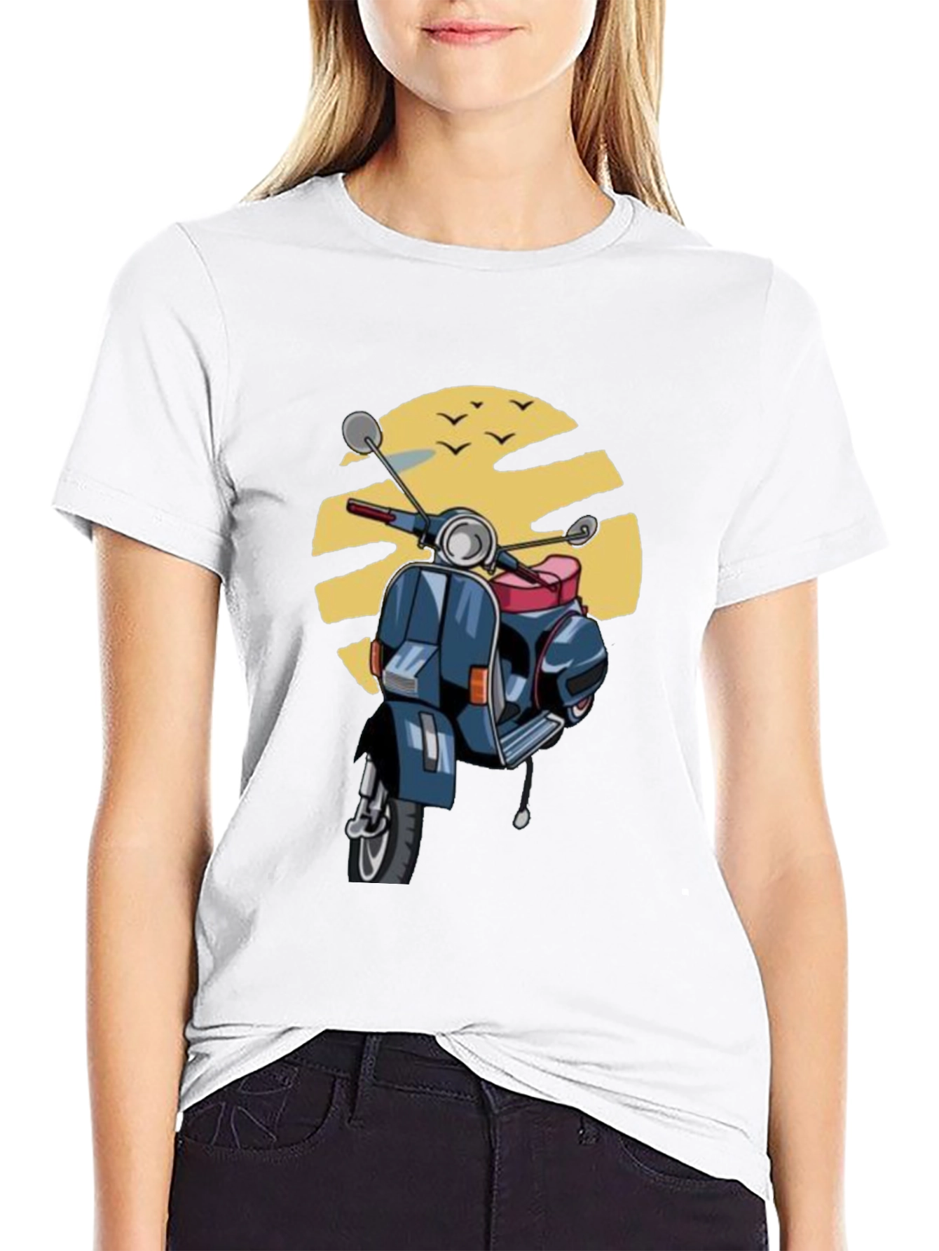 Black Retro Scooter T-Shirt - Vintage Style Graphic Tee view 9