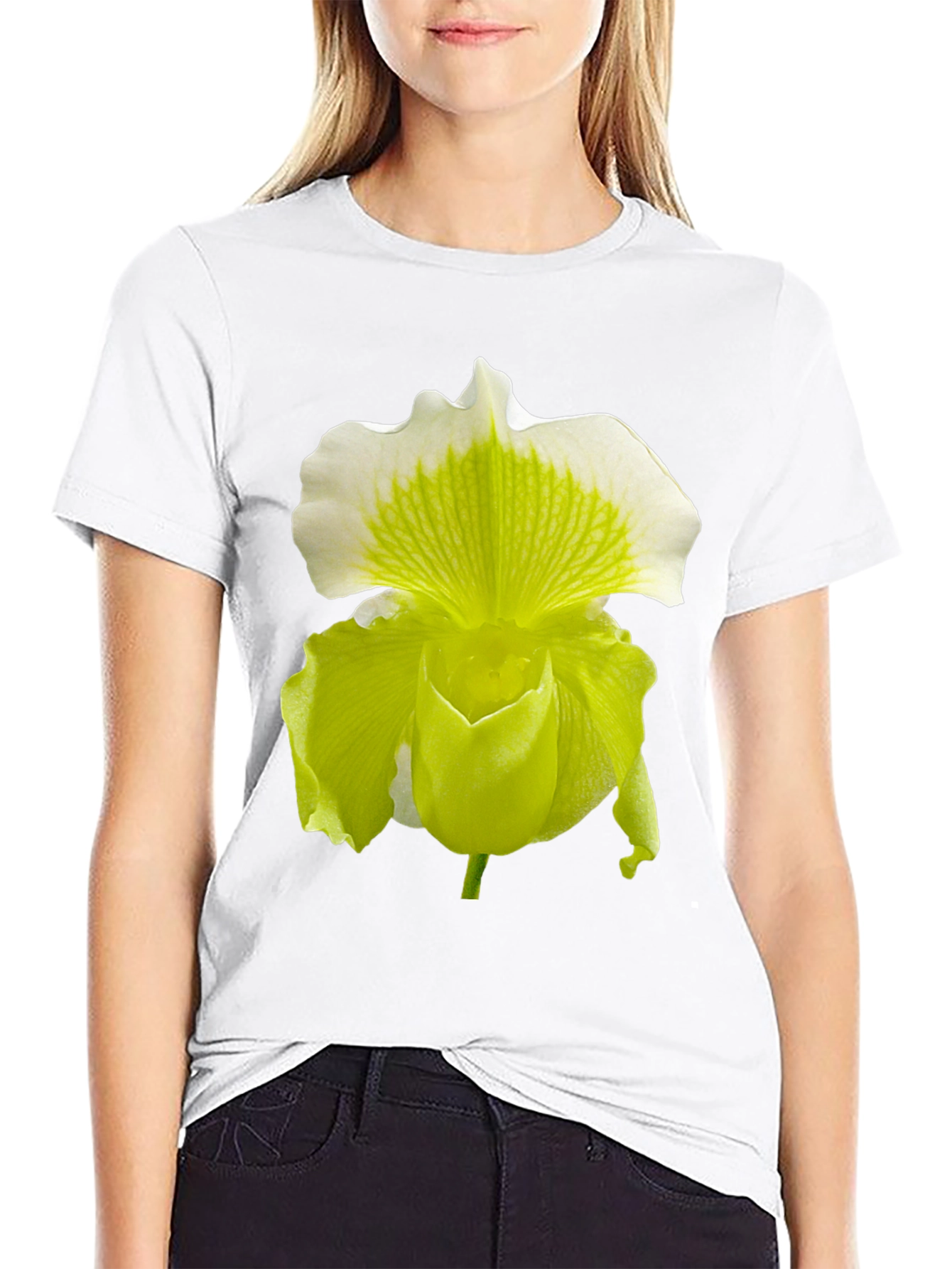 Black Orchid Flower Graphic Tee - Black Cotton Blend view 9
