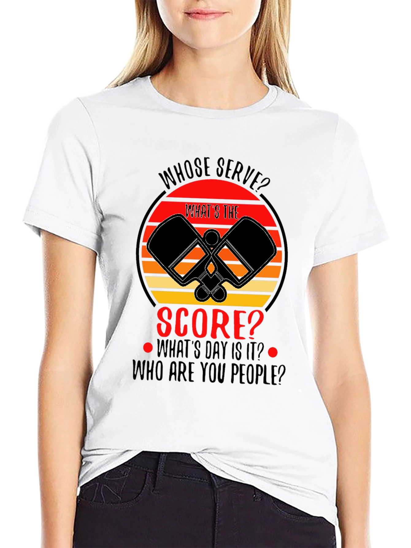 Black Pickleball T-Shirt - Whose Serve?  Funny Player Gift view 9