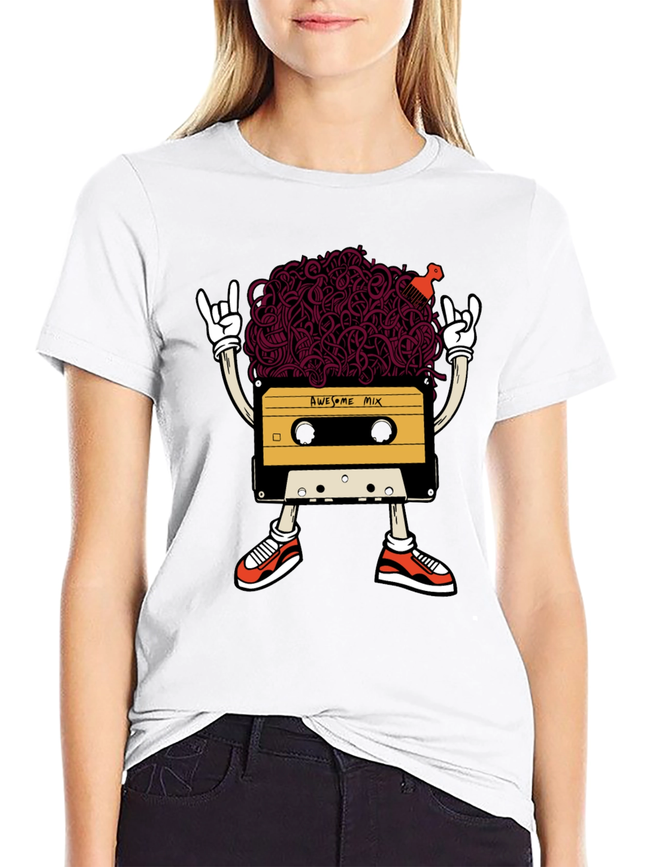 Black Awesome Mix Tape Graphic T-Shirt view 9