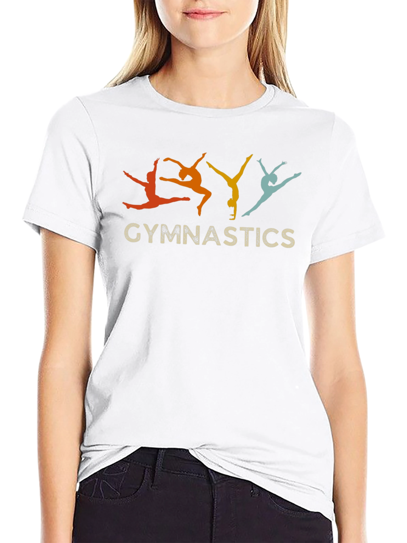 Black Gymnastics Retro Style Black T-Shirt view 9
