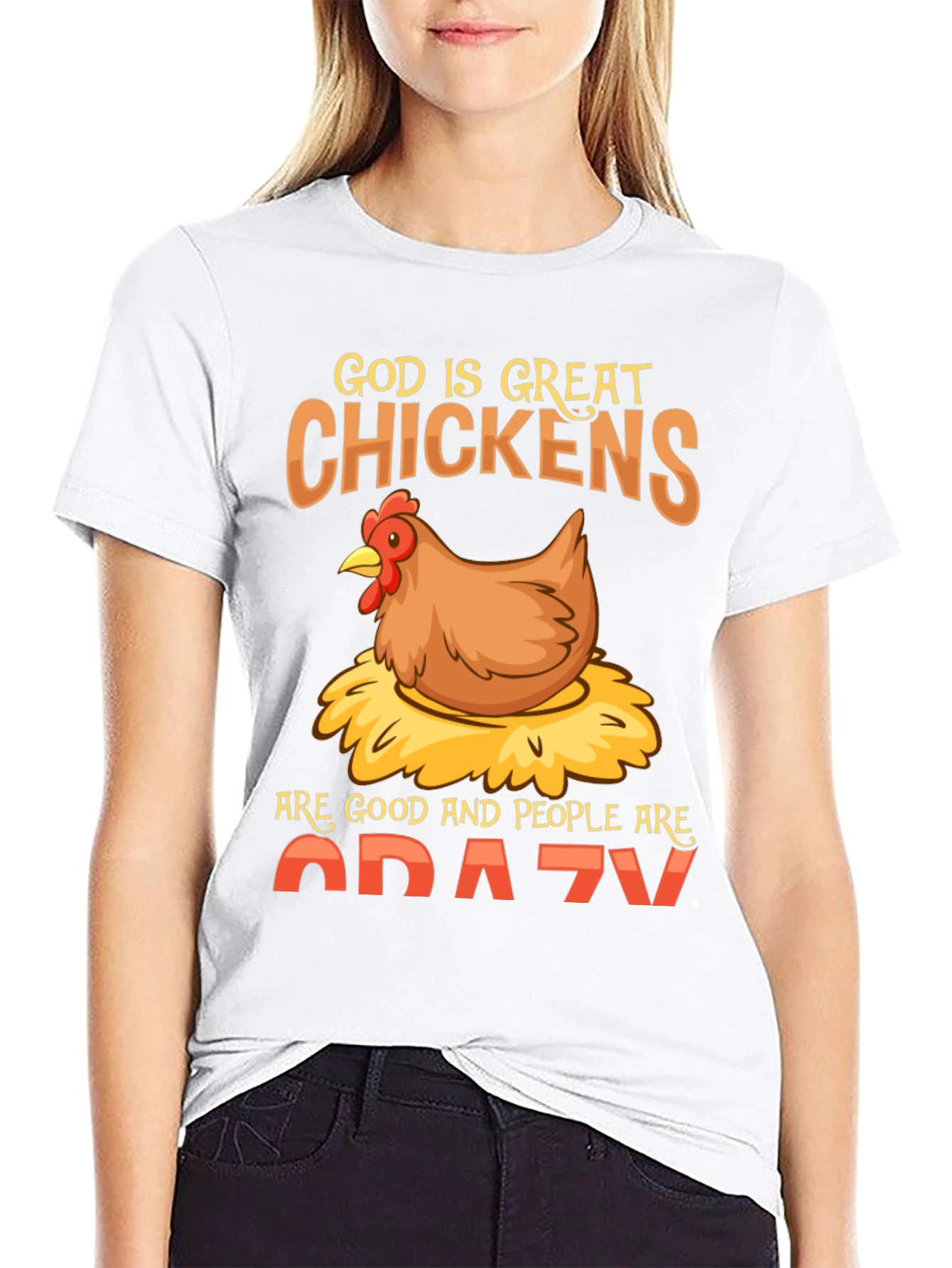 Black Funny Chicken Lover T-Shirt - God Is Great Chickens Are Good view 9