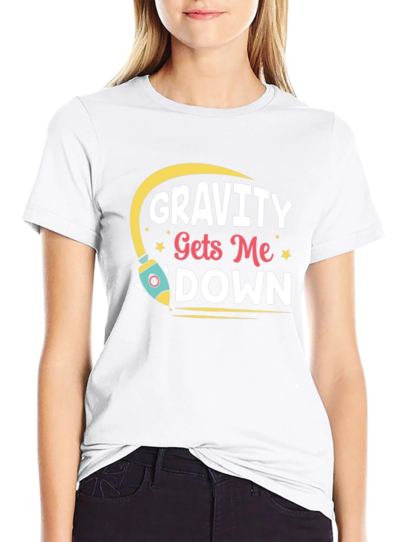 Black Gravity Gets Me Down Graphic T-Shirt view 9