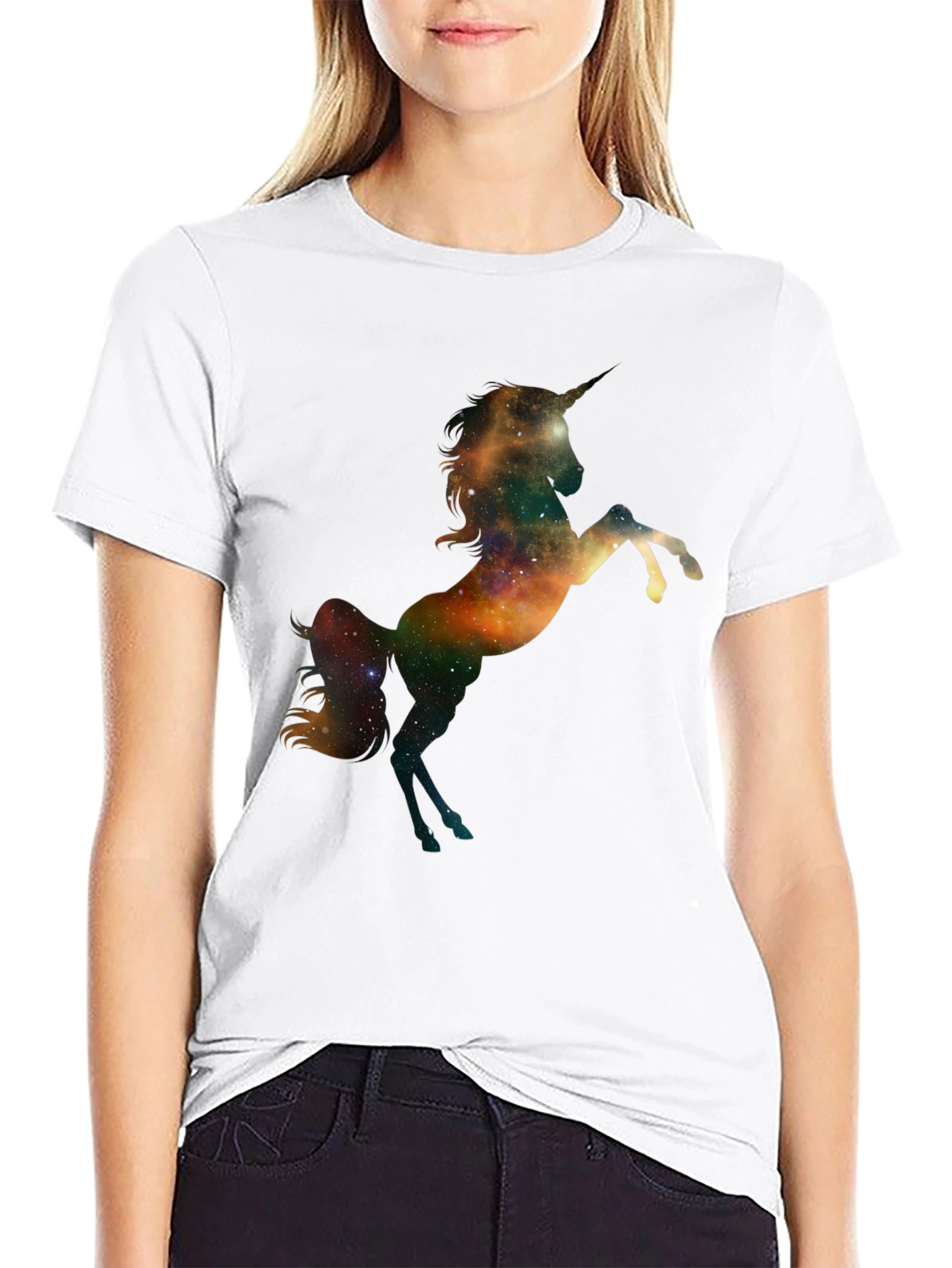 Black Galaxy Unicorn Black T-Shirt view 9