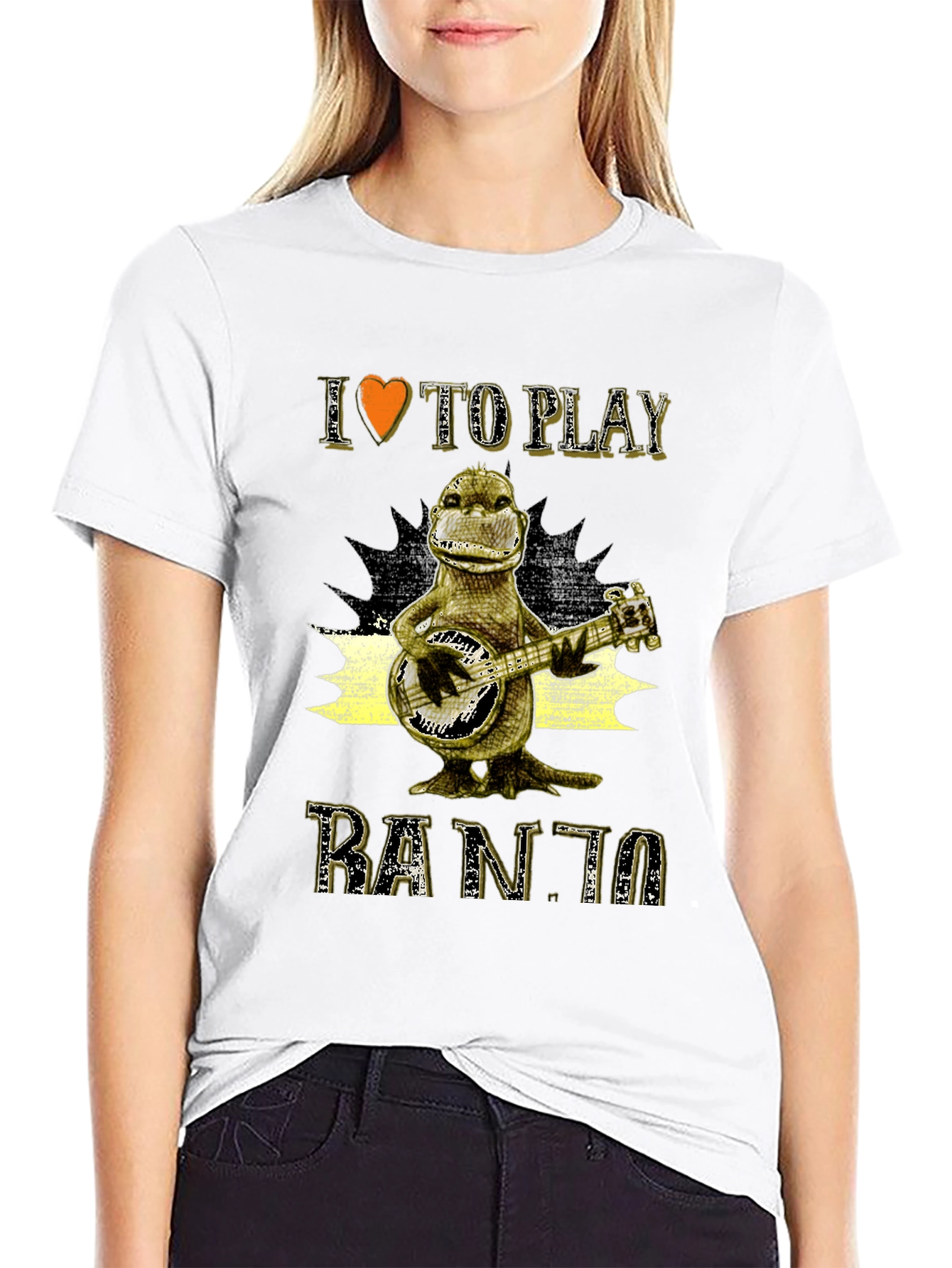 Black I Love To Play Banjo T-Shirt view 9