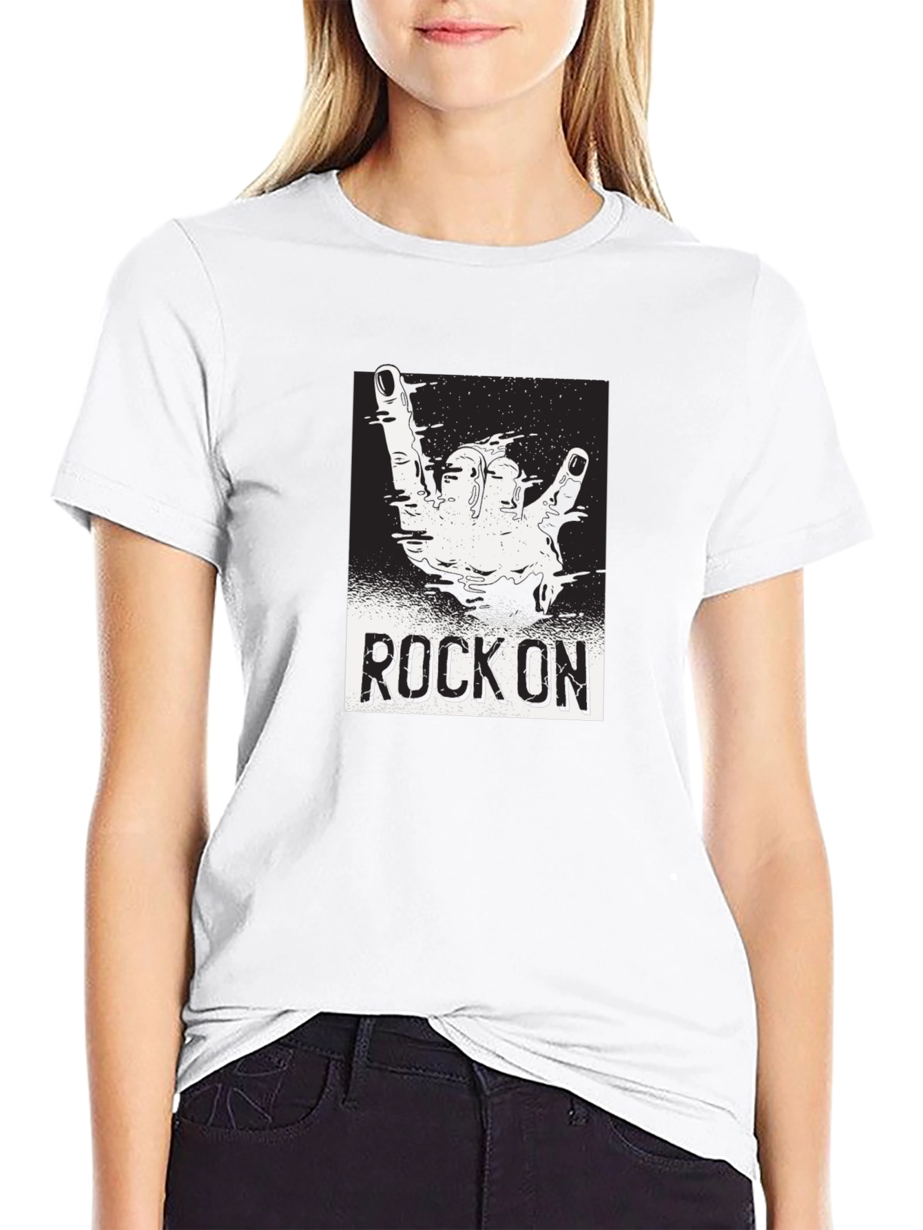 Black Rock On Graphic Black T-Shirt view 9