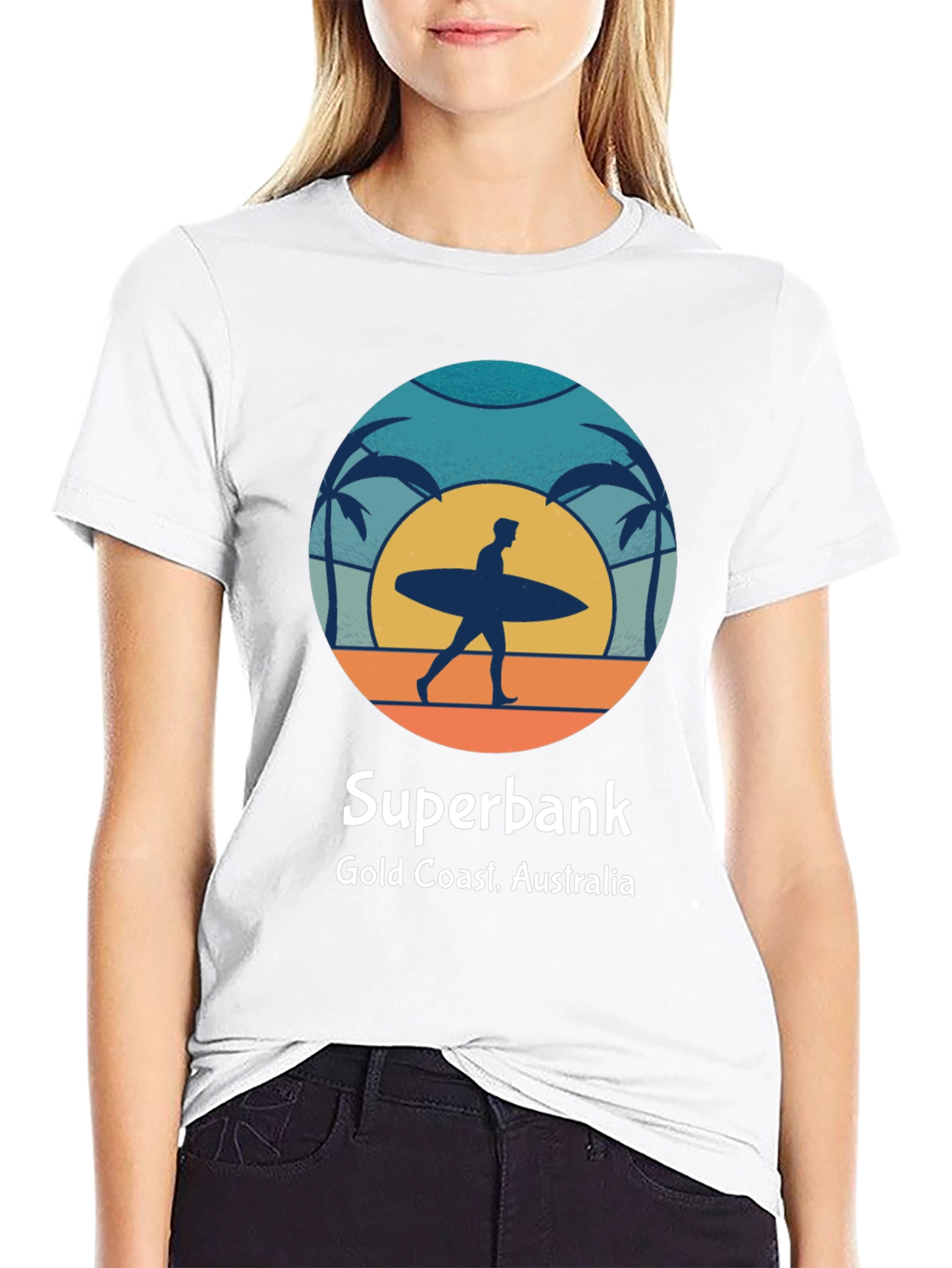 Black Superbank Gold Coast Surfer Graphic T-Shirt view 9