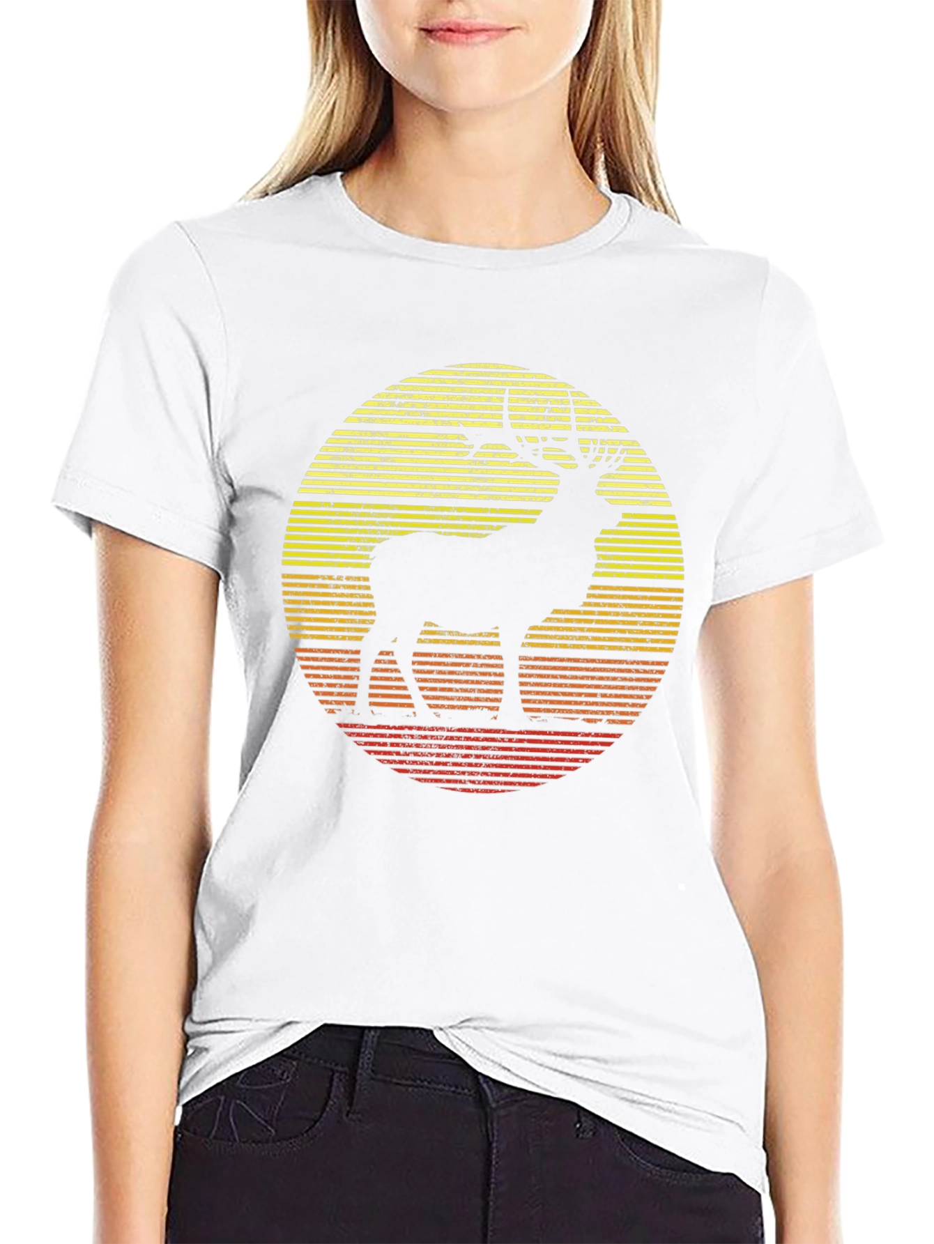 Black Retro Elk Sunset Graphic T-Shirt view 9
