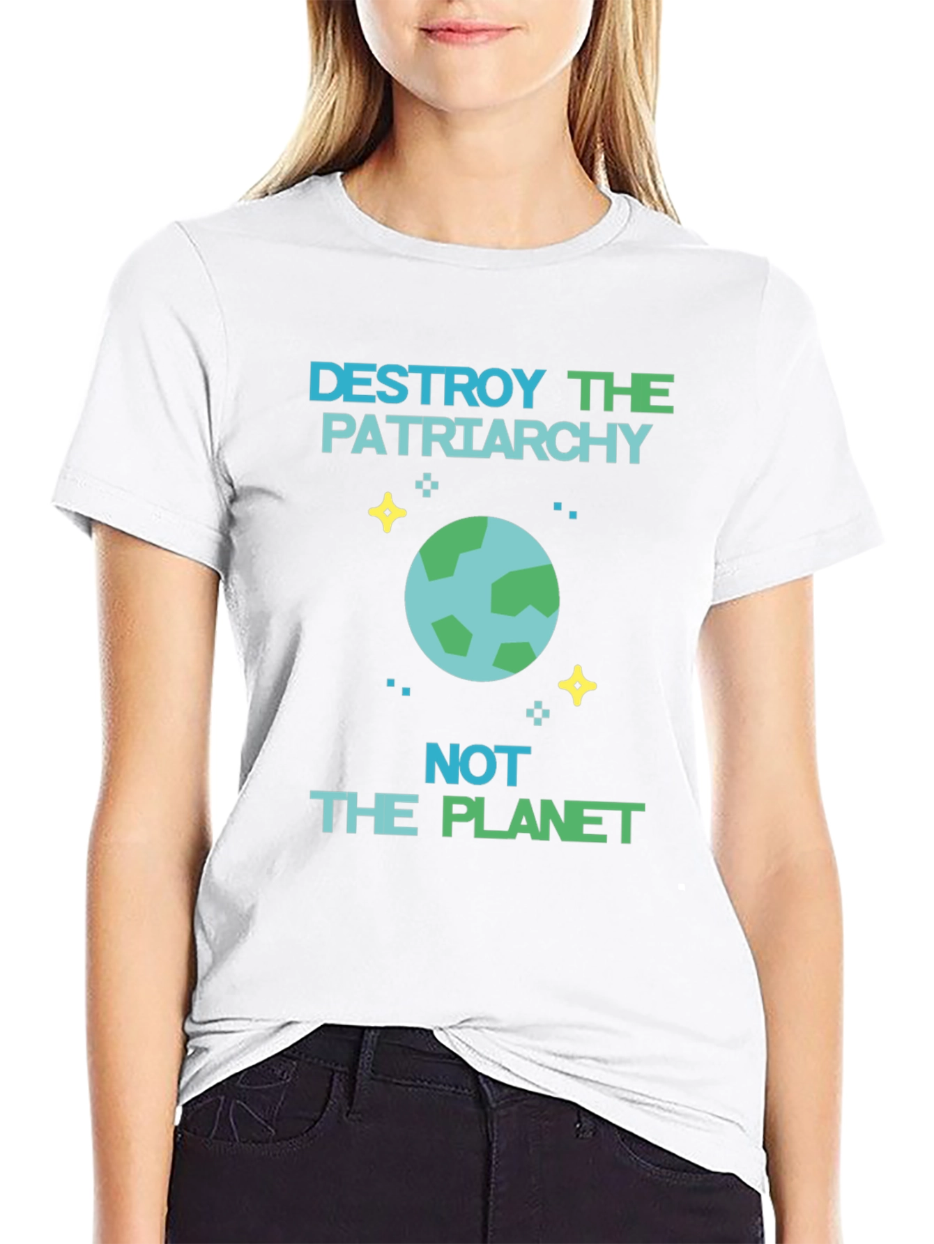 Black Destroy Patriarchy, Not Planet Graphic Tee view 9