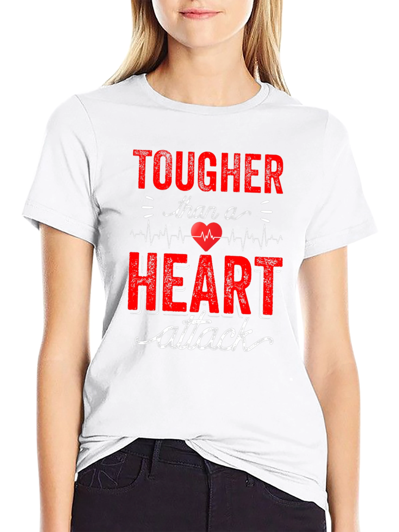 Black Tougher Than a Heart Attack Graphic Tee view 9