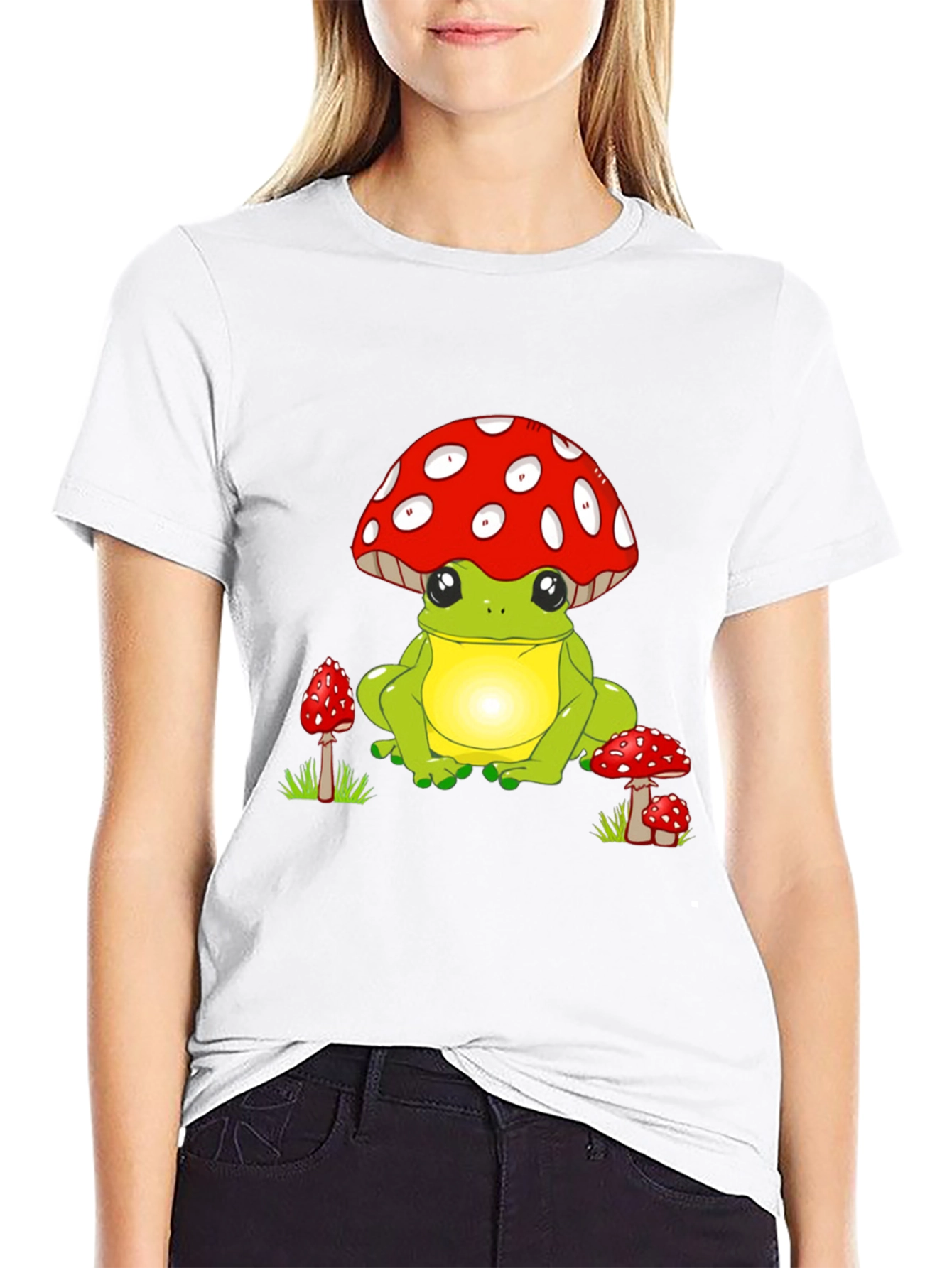 Black Frog Mushroom T-Shirt - Whimsical Design view 9
