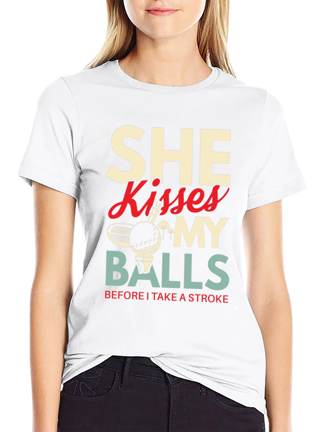 Black Golf Lover T-Shirt - She Kisses My Balls Graphic Tee view 9
