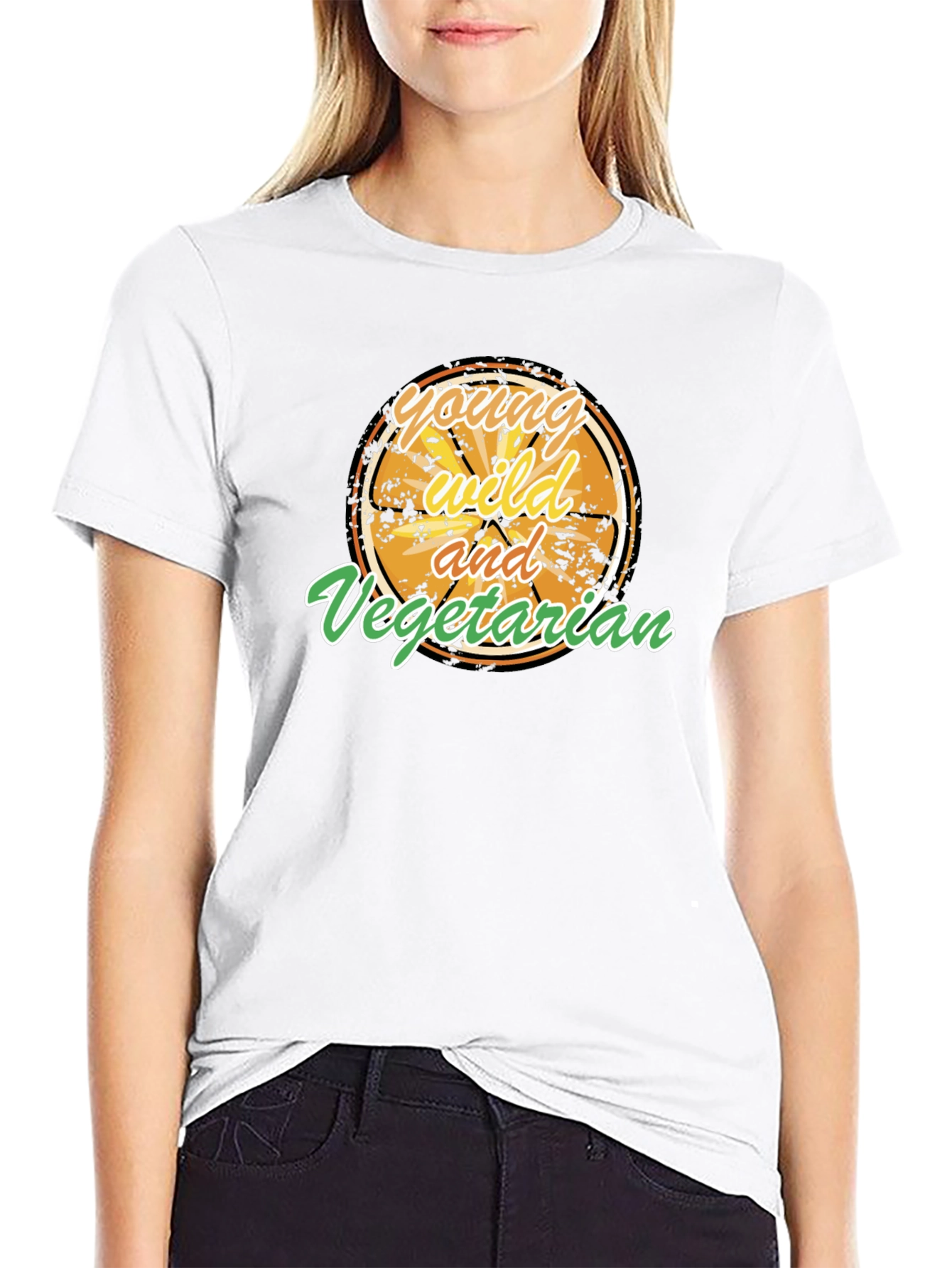 Black Young Wild and Vegetarian Graphic T-Shirt view 9