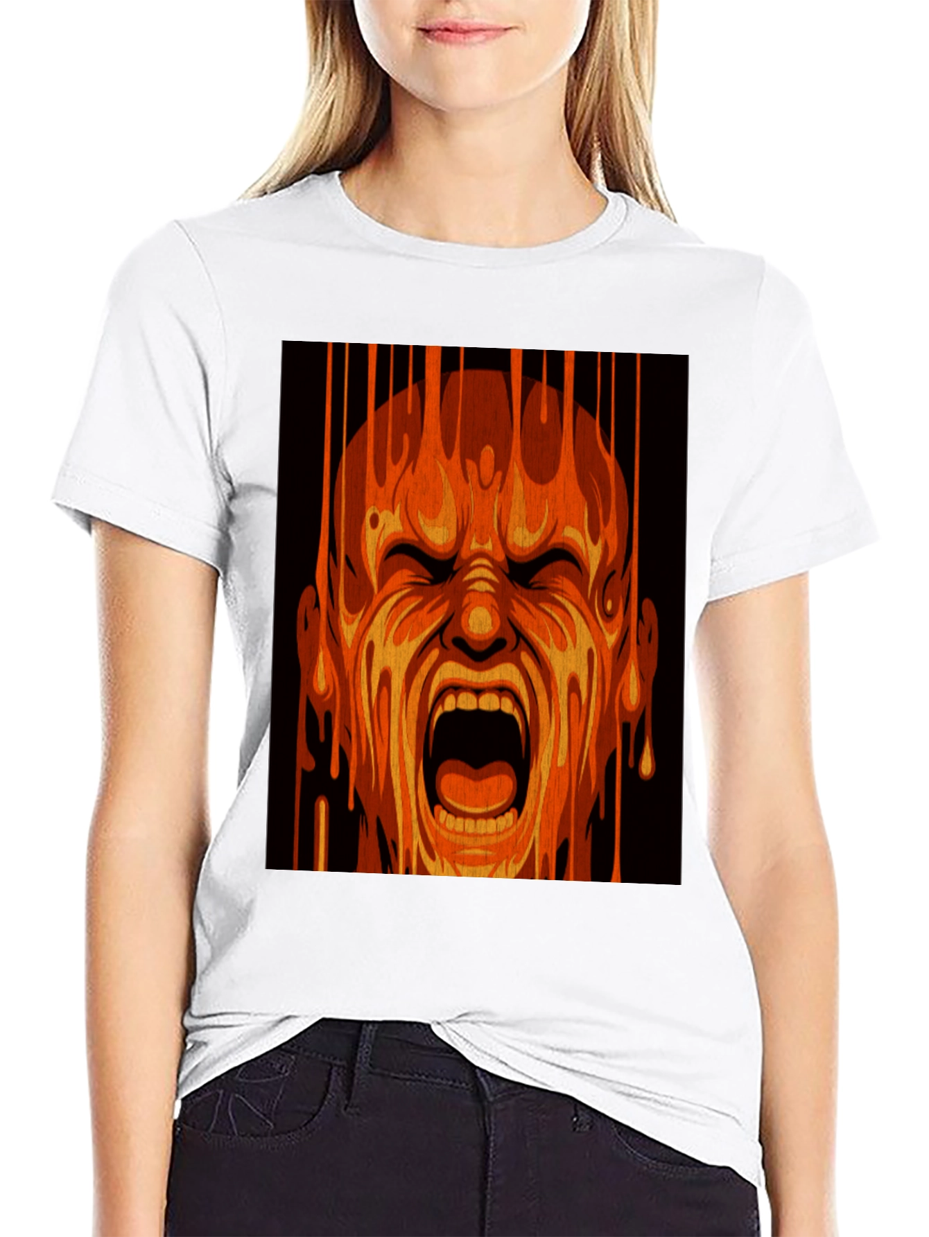 Black Fiery Scream Graphic Tee - Bold Statement Shirt view 9