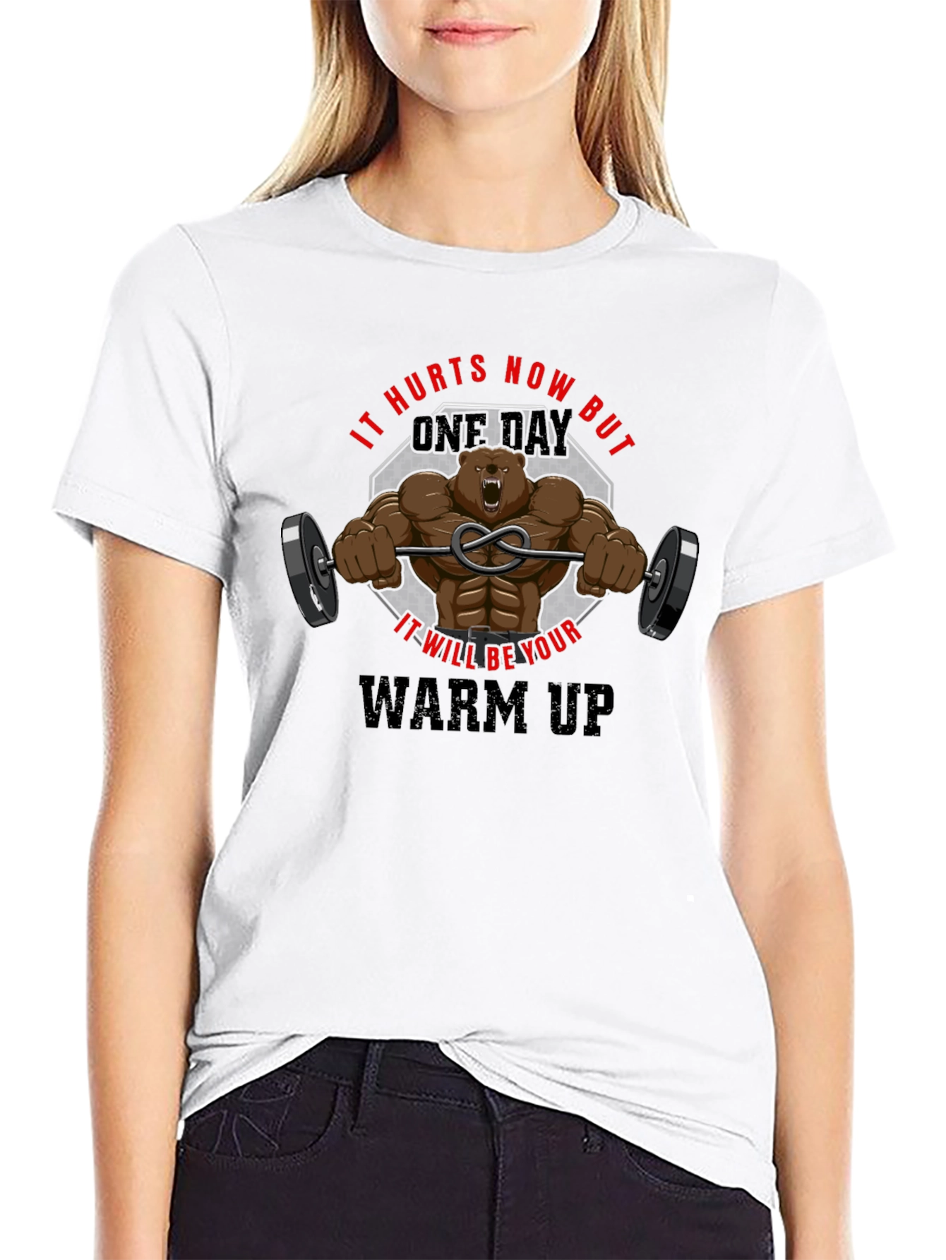 Black Workout Bear T-Shirt - Motivational Fitness Tee view 9