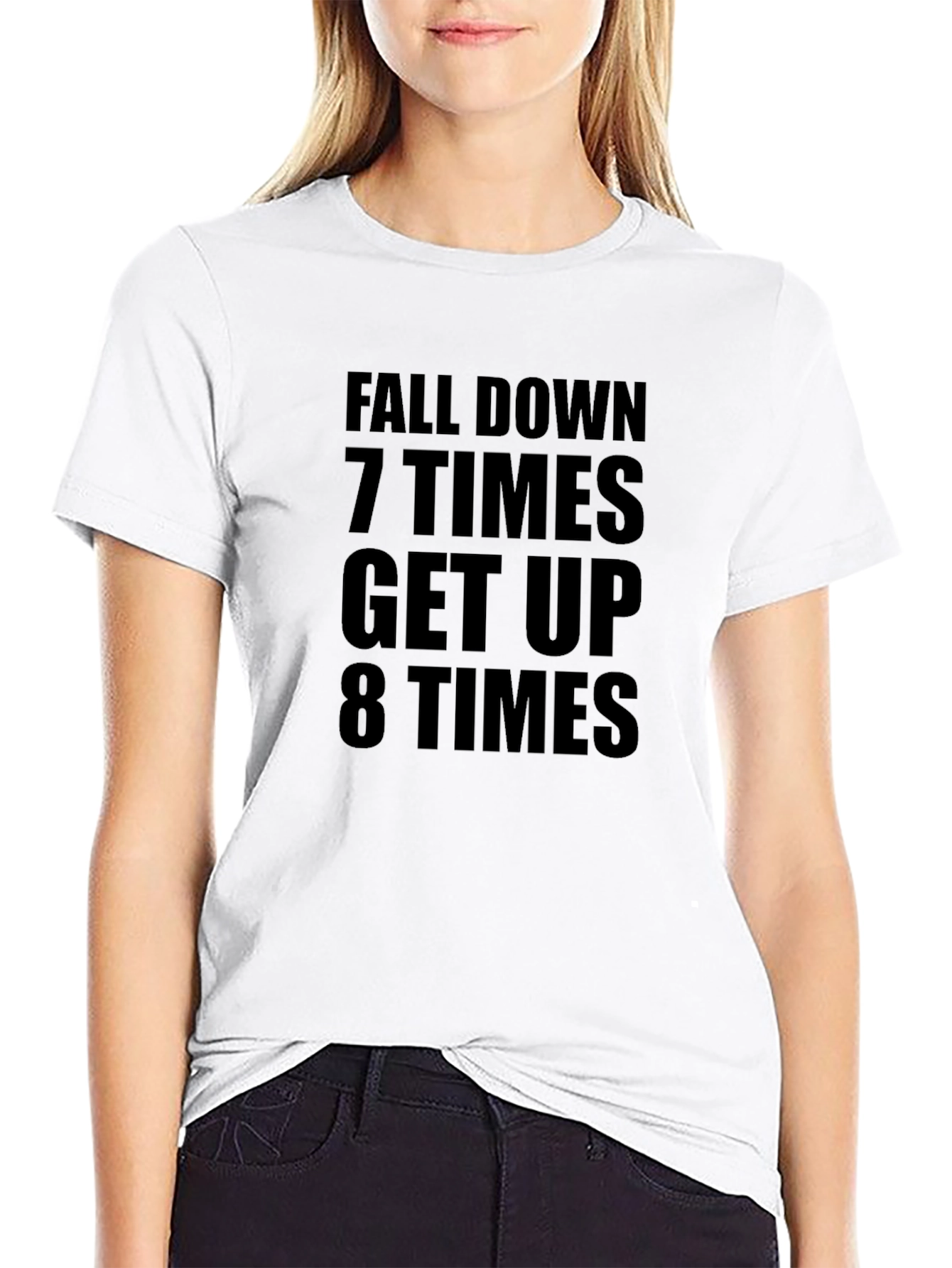 Black Fall Down 7 Times Get Up 8 Motivational T-Shirt view 9