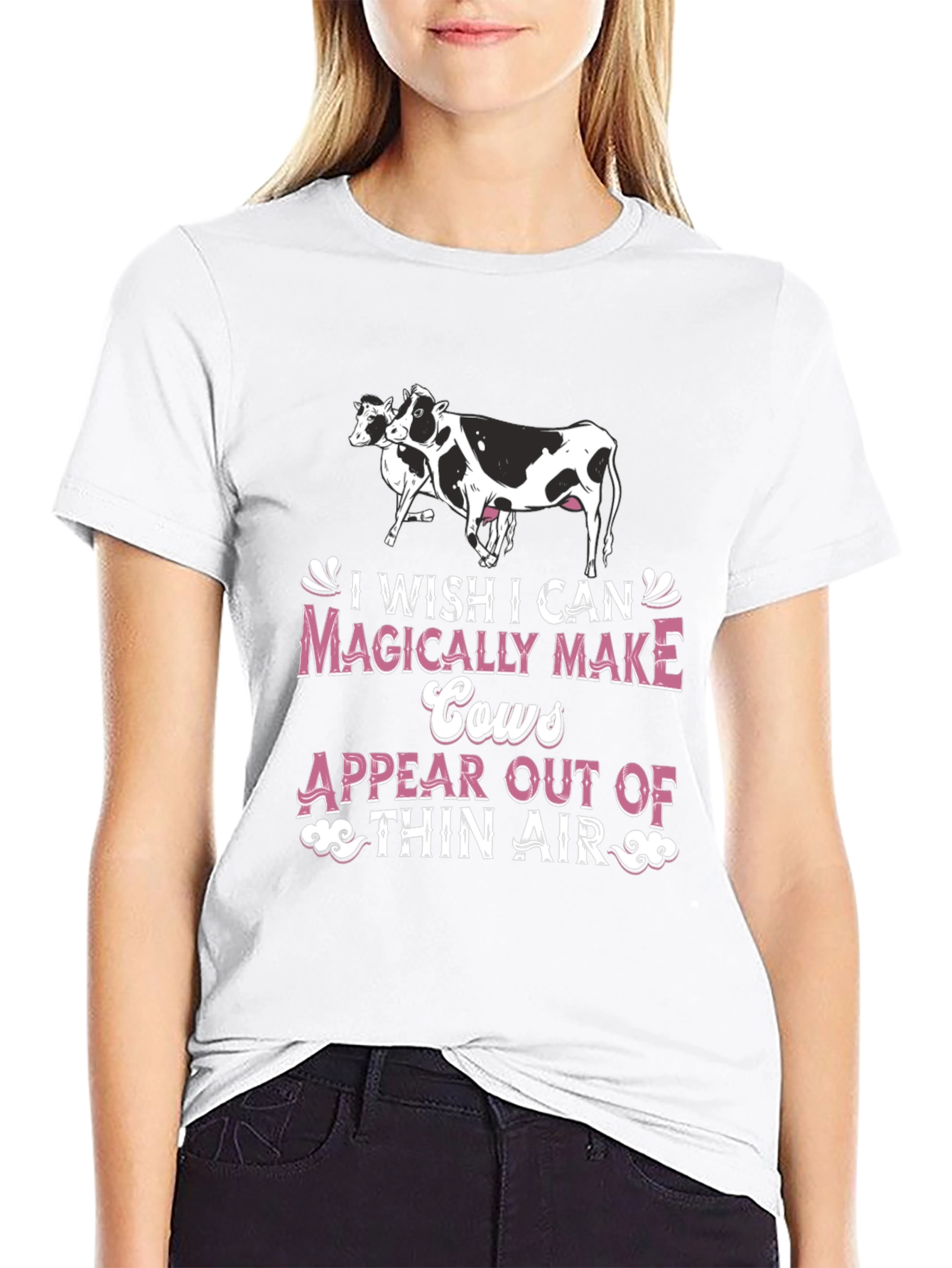 Black Funny Cow Lover T-Shirt - I Wish I Can Magically Make Cows Appear view 9