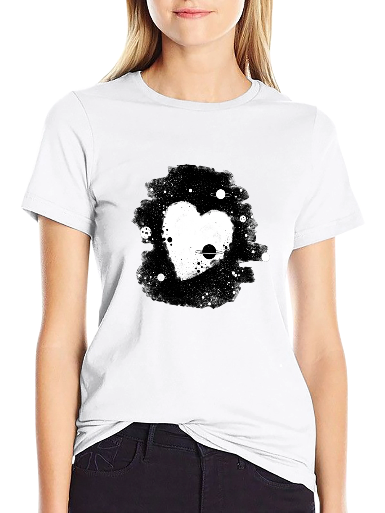 Black Cosmic Heart Black T-Shirt view 9