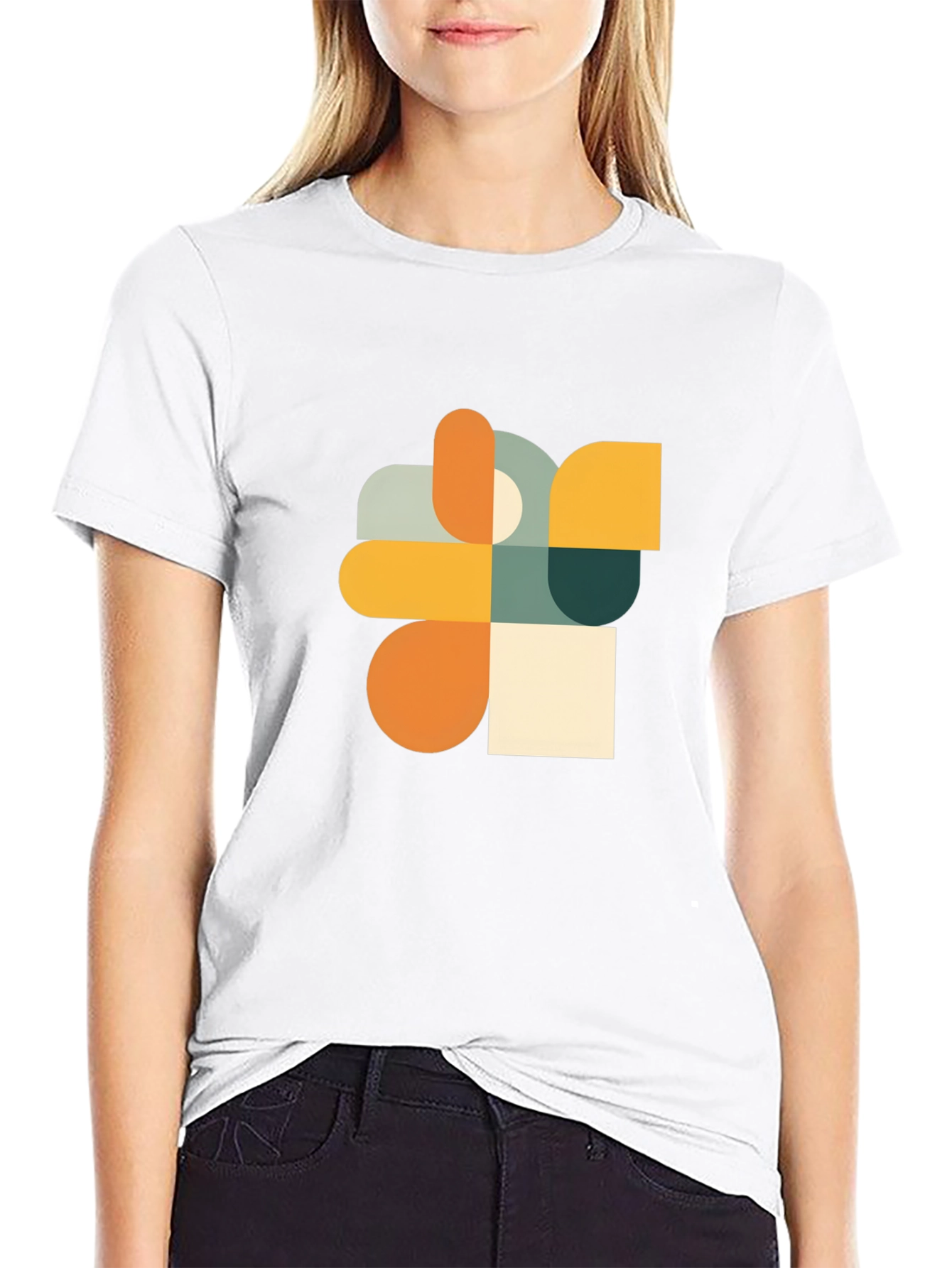 Black Modern Geometric Art Black T-Shirt view 9