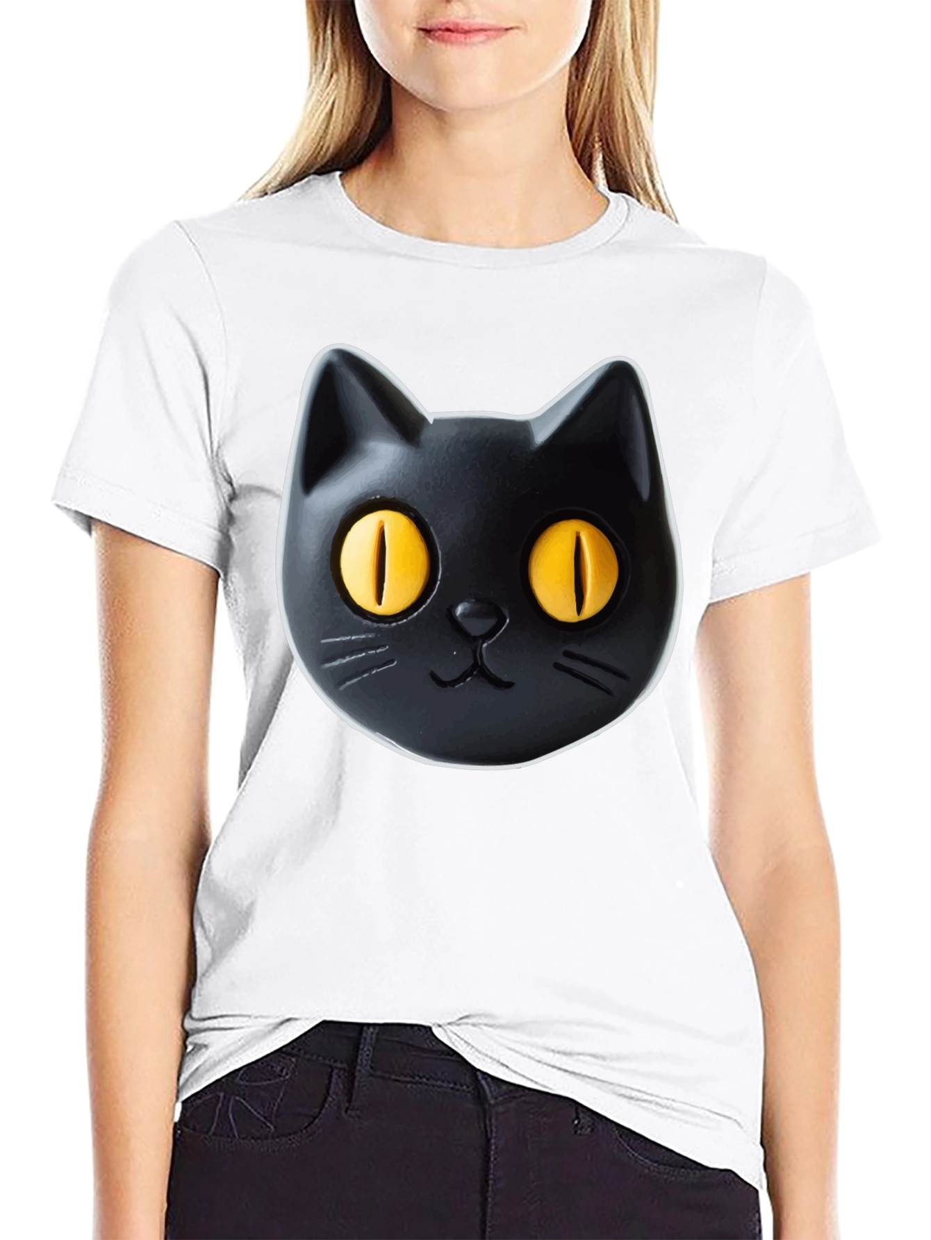 Black Black Cat Graphic Tee - Fun & Stylish! view 9