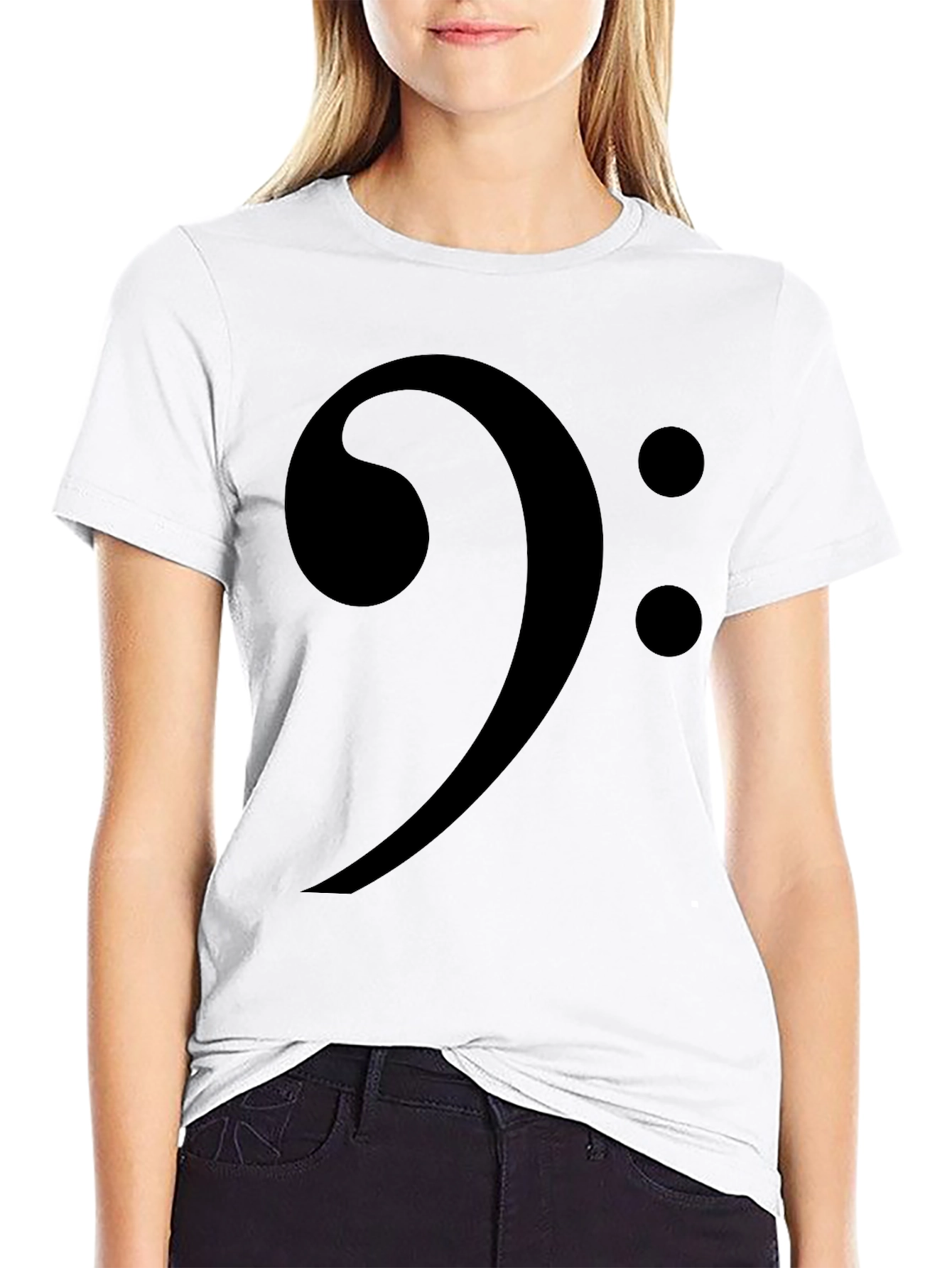 Black Bass Clef Black Graphic Tee - Music Lover Shirt view 9
