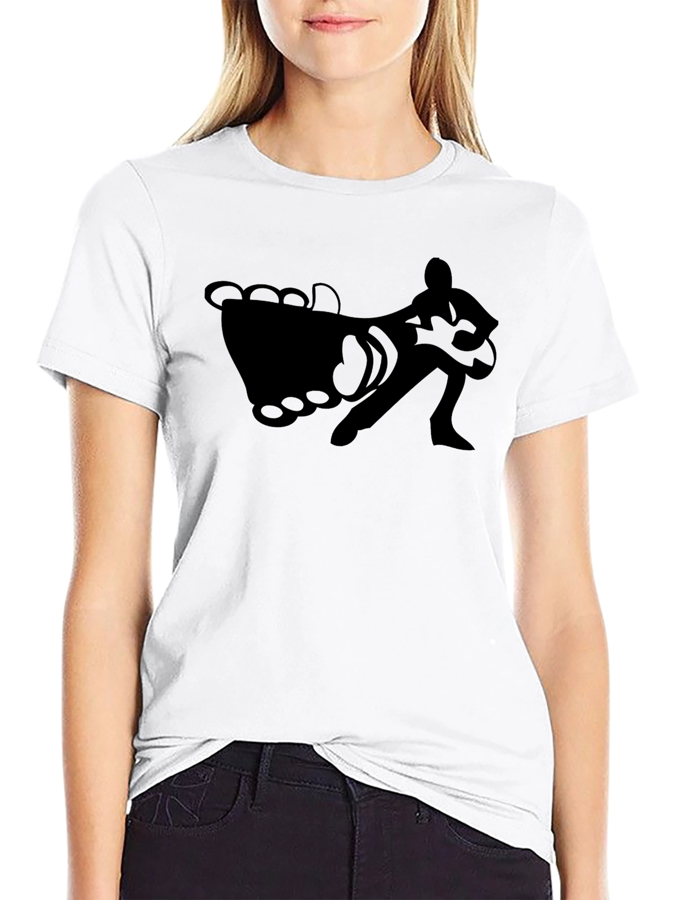 Black Black T-Shirt with Foot and Guitarist Graphic view 9