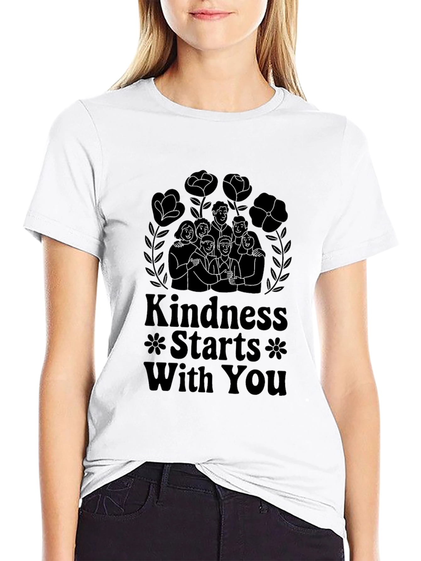 Black Kindness Starts With You Graphic Tee view 9