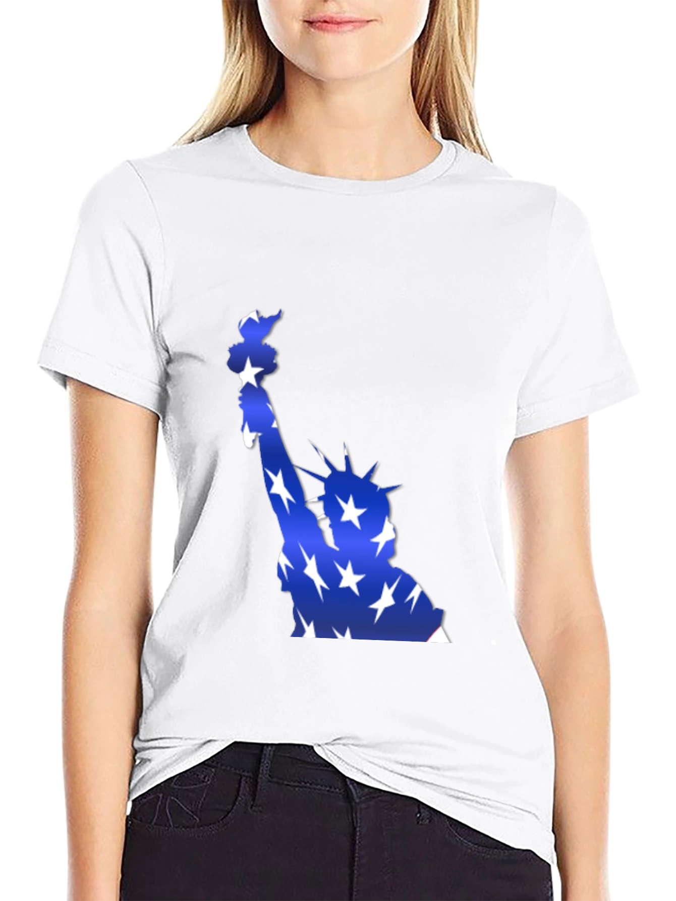 Black Statue of Liberty Patriotic Graphic T-Shirt view 9