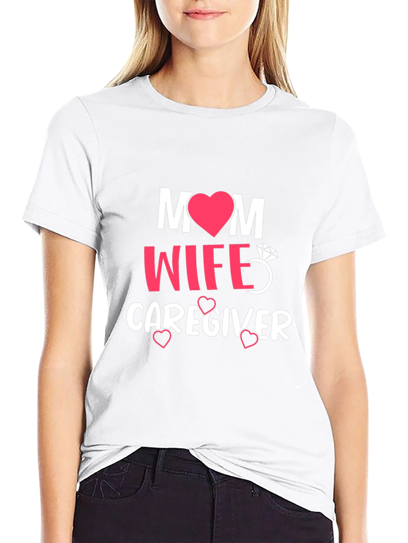 Black Mom Wife Caregiver Graphic Tee - Black T-Shirt view 9