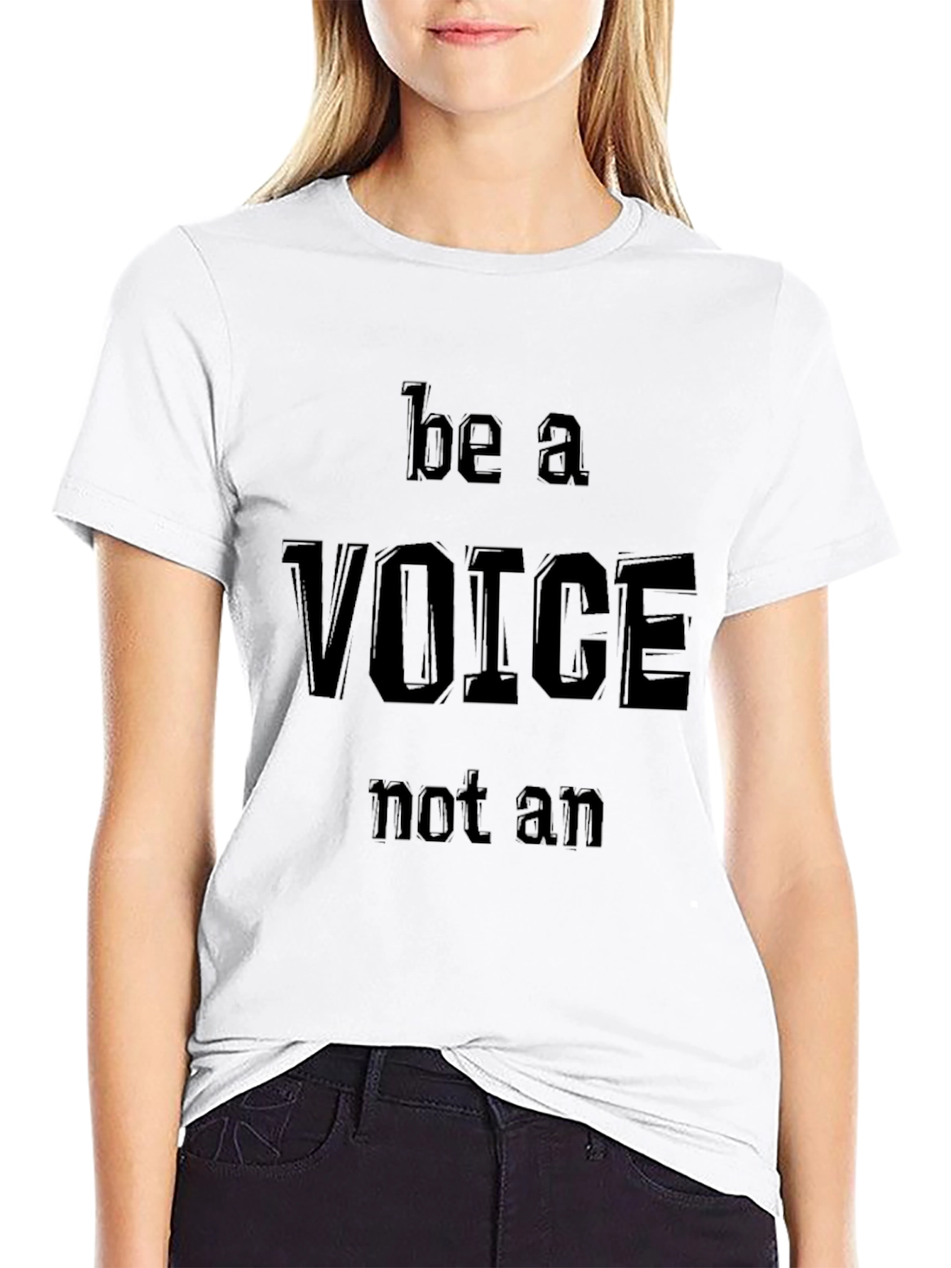 Black Be A Voice Graphic Tee - Black Crew Neck T-Shirt view 9
