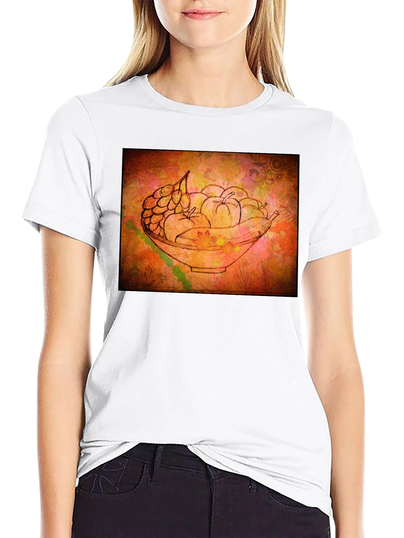 Black Fruit Bowl Graphic Tee - Artistic Black T-Shirt view 9