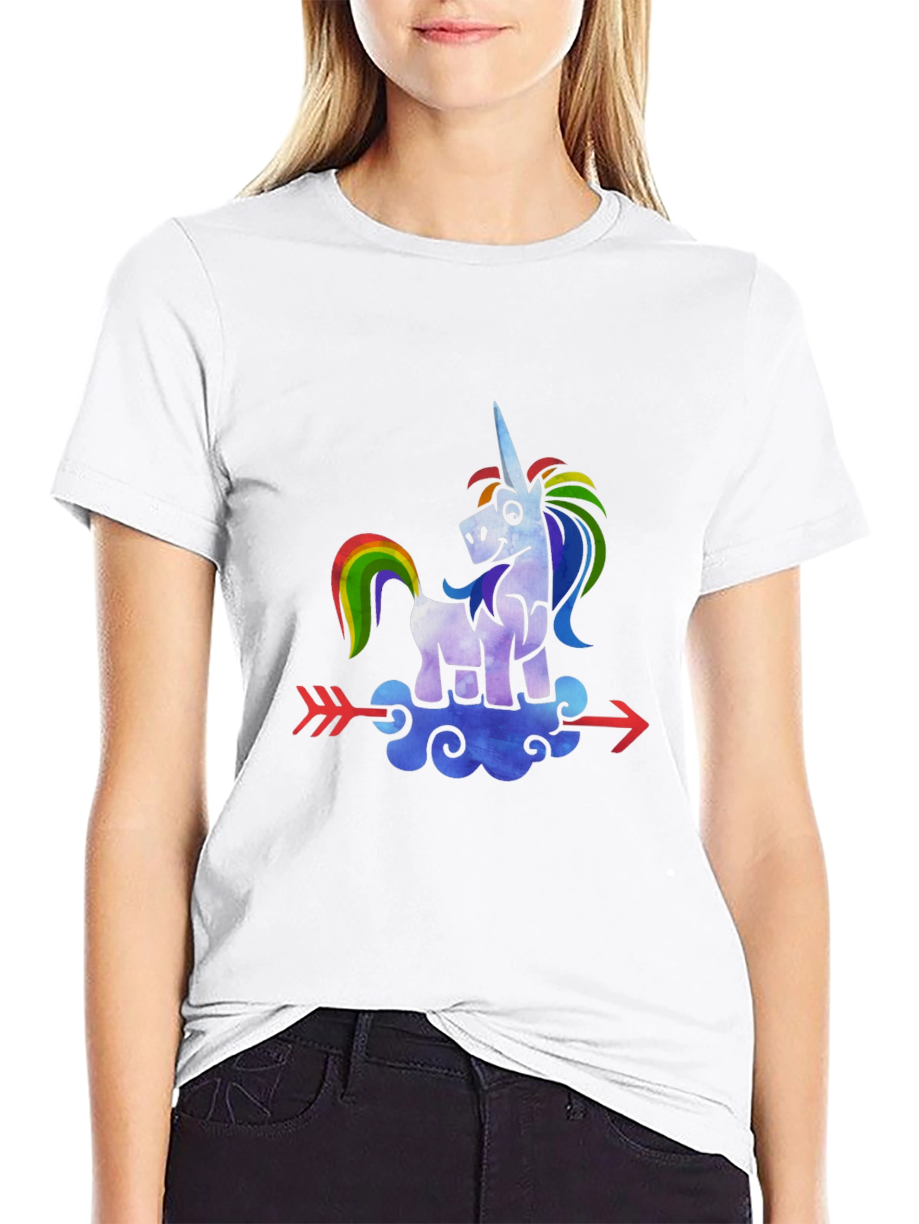 Black Unicorn Arrow T-Shirt - Rainbow Graphic Tee view 9