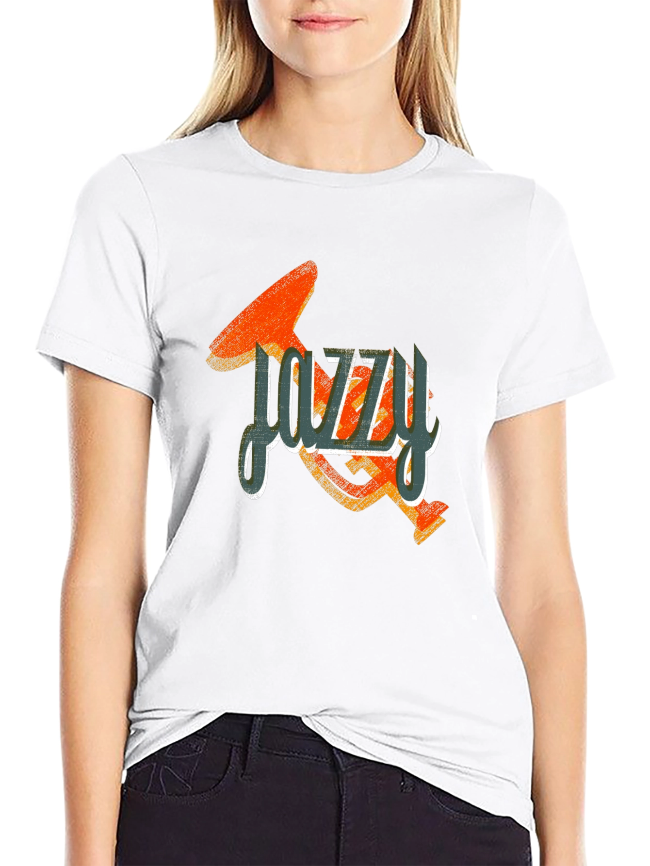 Black Jazzy Trumpet Graphic Tee - Cool Music T-Shirt view 9