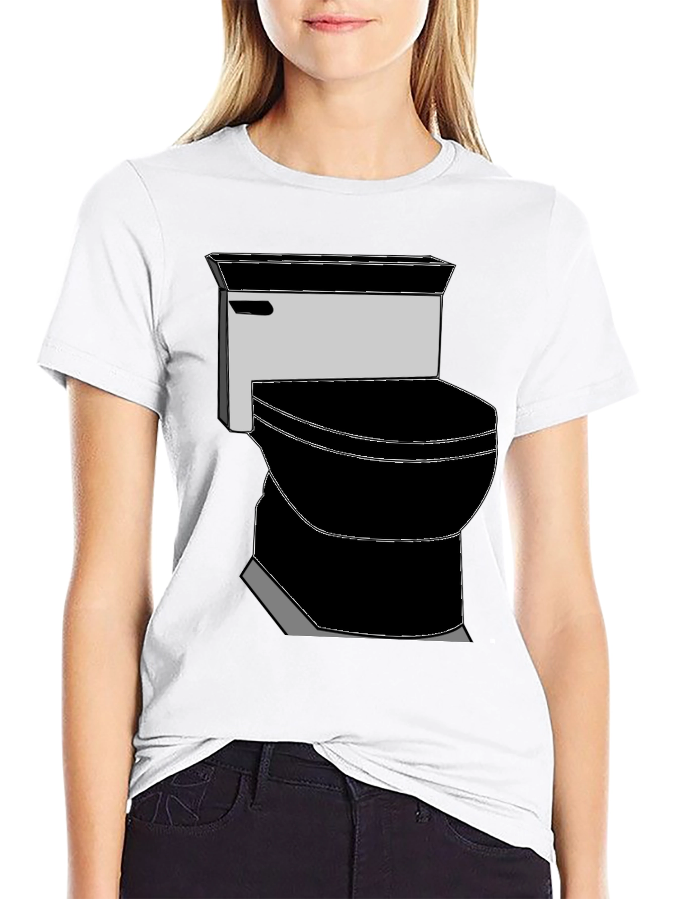 Black Toilet Graphic Tee - Black Novelty T-Shirt view 9