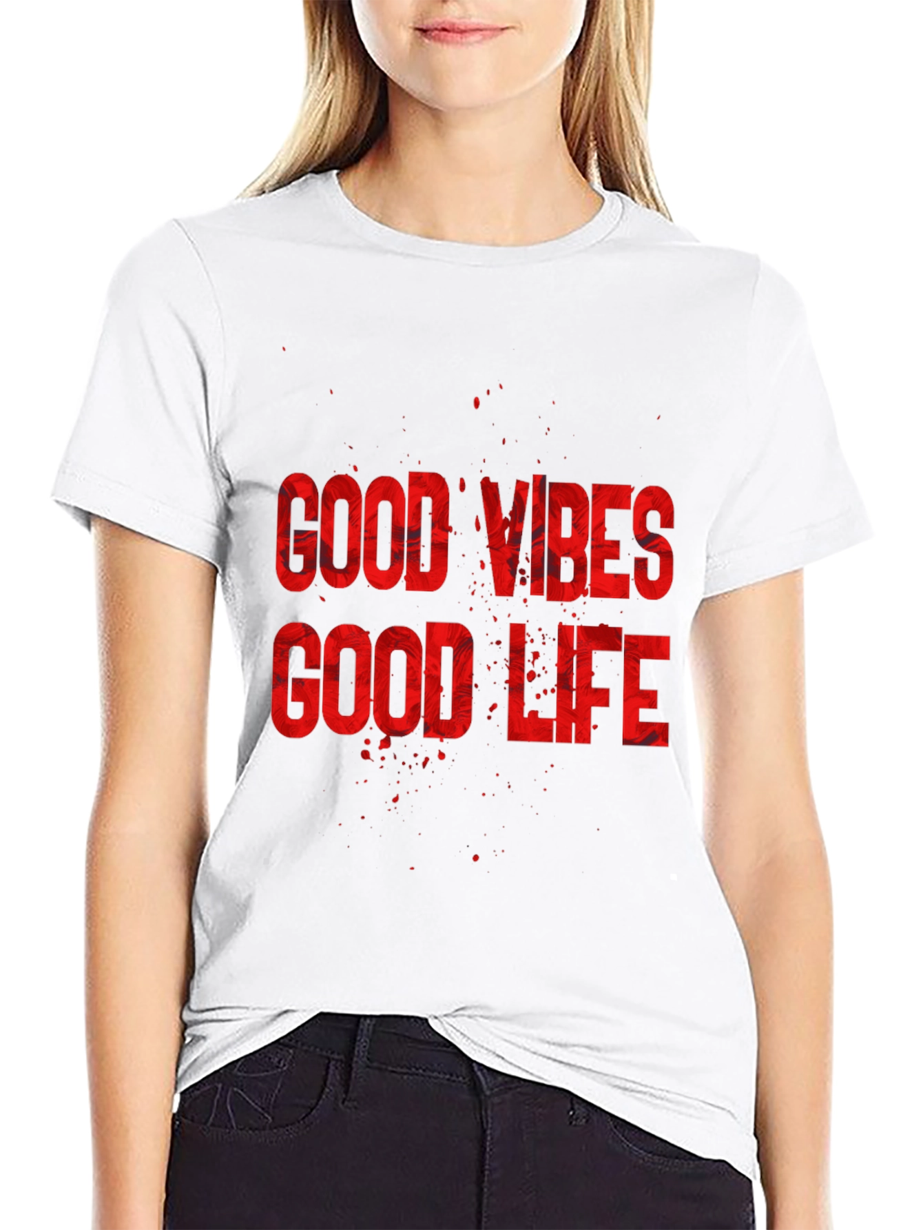 Black Good Vibes Good Life Graphic Tee - Men's Casual T-Shirt view 9