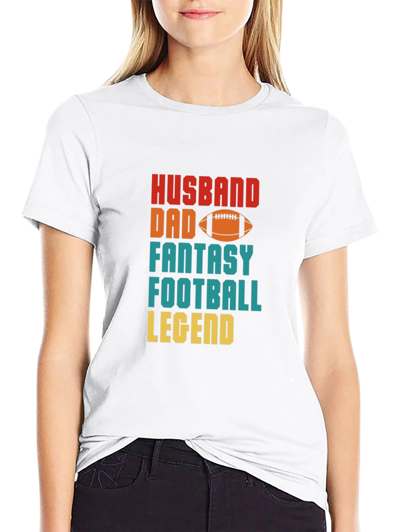 Black Husband Dad Fantasy Football Legend T-Shirt view 9