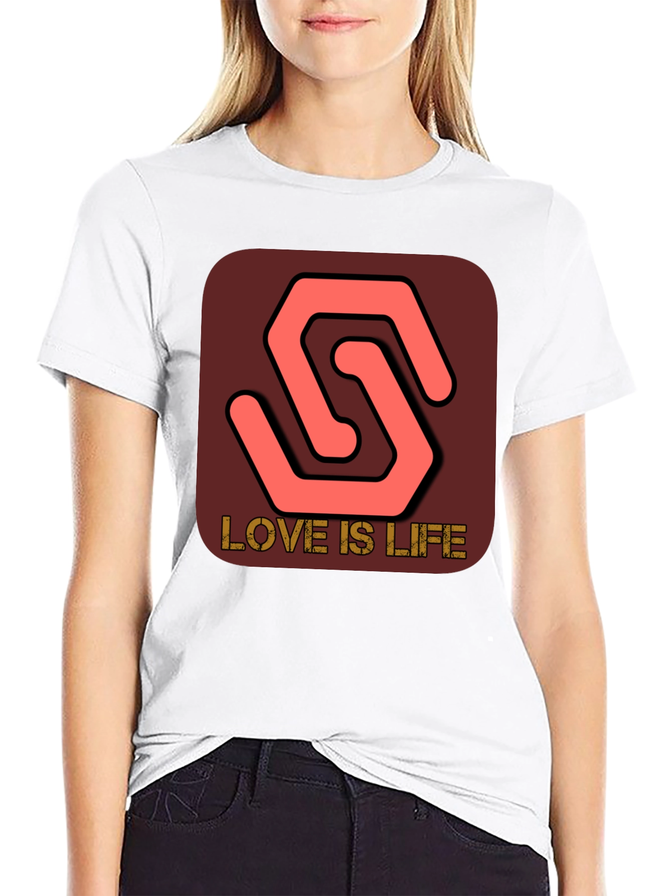 Black Love Is Life Stylish Graphic Tee - Black view 9