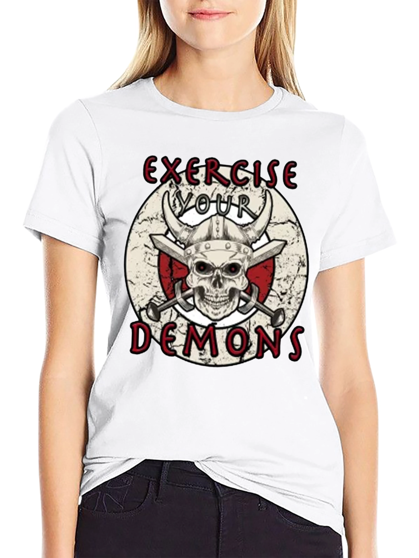 Black Exercise Your Demons Graphic T-Shirt view 9