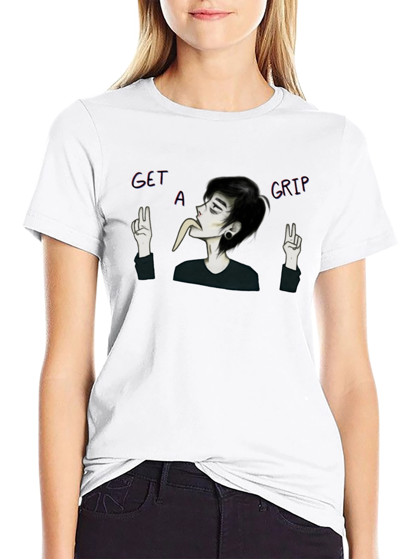 Black Get a Grip Graphic Tee - Unisex Black T-Shirt view 9