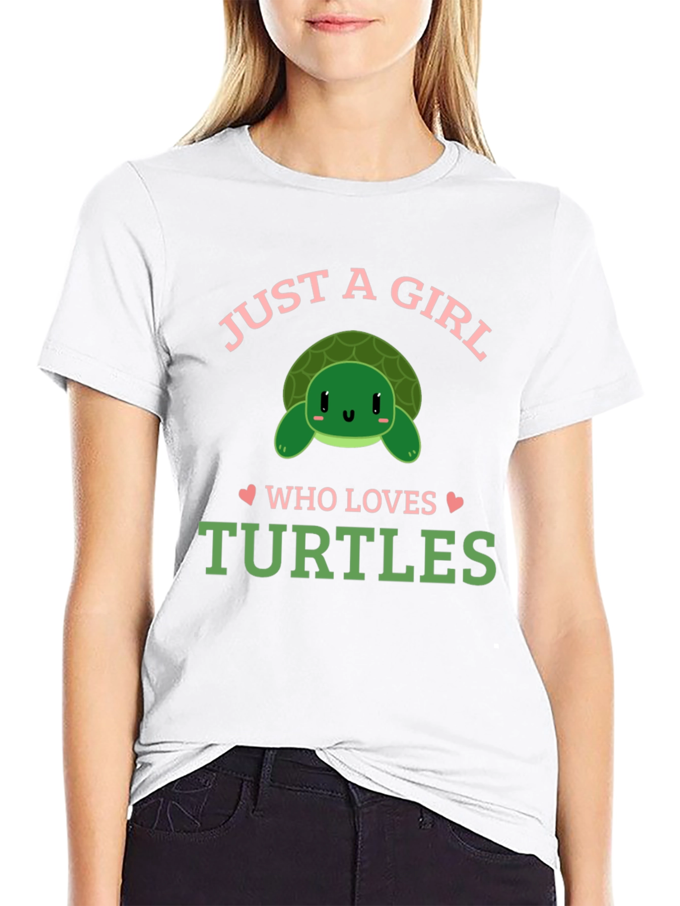 Black Just a Girl Who Loves Turtles T-Shirt view 9