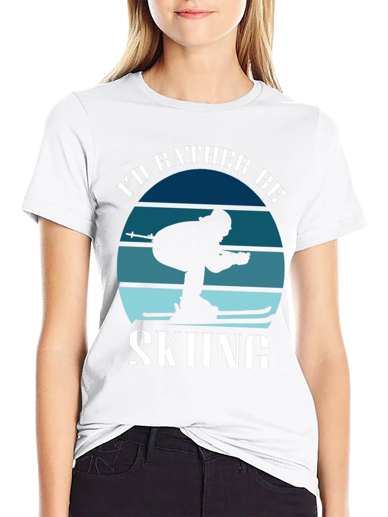 Black I'd Rather Be Skiing T-Shirt view 9
