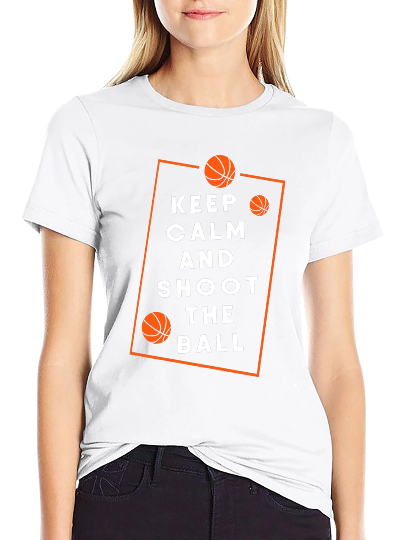 Black Keep Calm & Shoot Basketball T-Shirt view 9