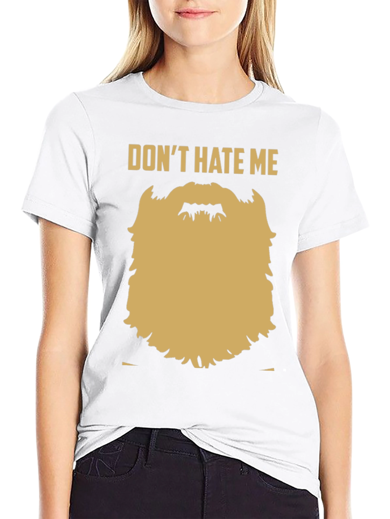 Black Funny Beard Graphic T-Shirt - Don't Hate Me view 9
