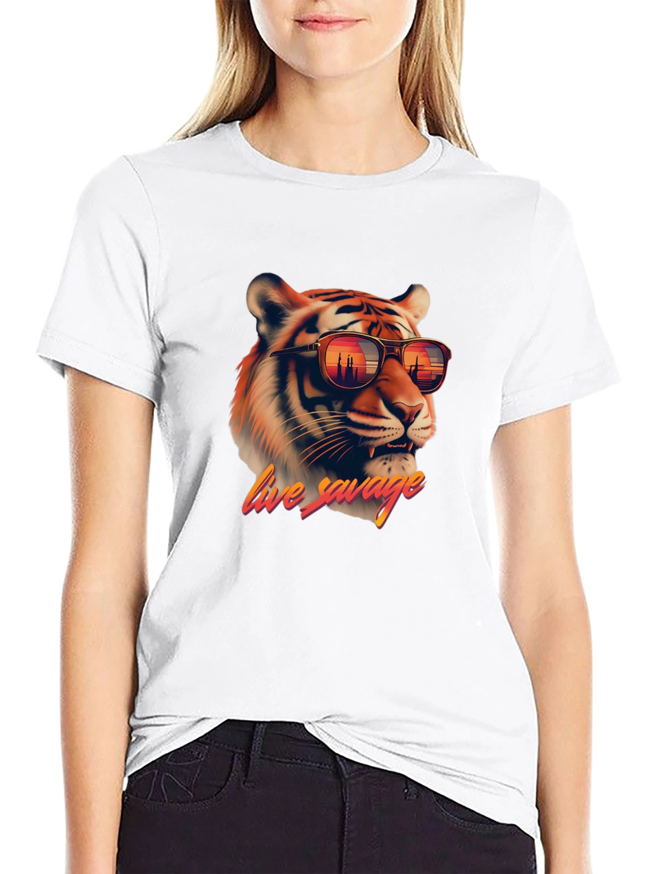 Black Live Savage Tiger Graphic Tee - Cool Black T-Shirt view 9
