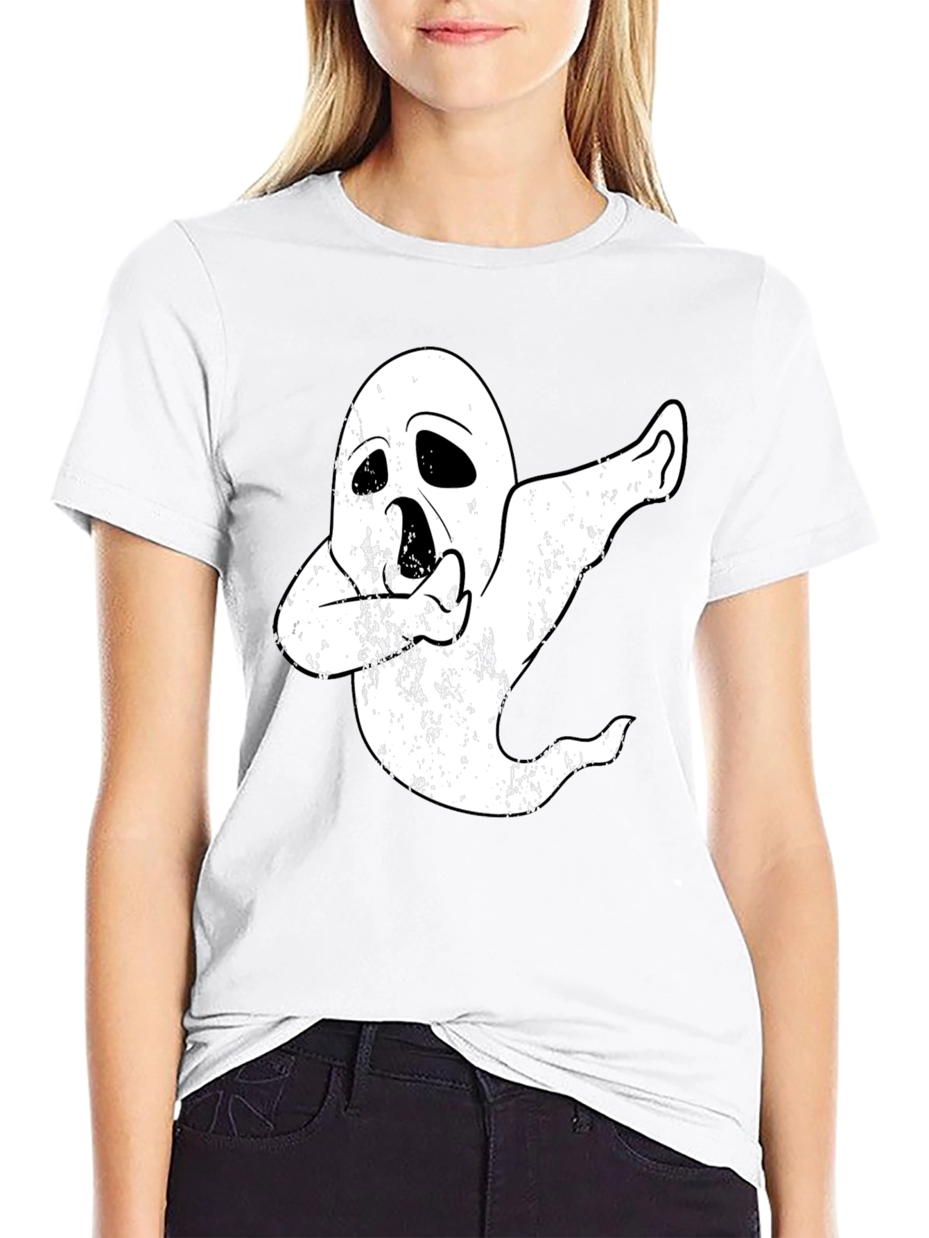 Black Dabbing Ghost T-Shirt - Halloween Costume Tee view 9